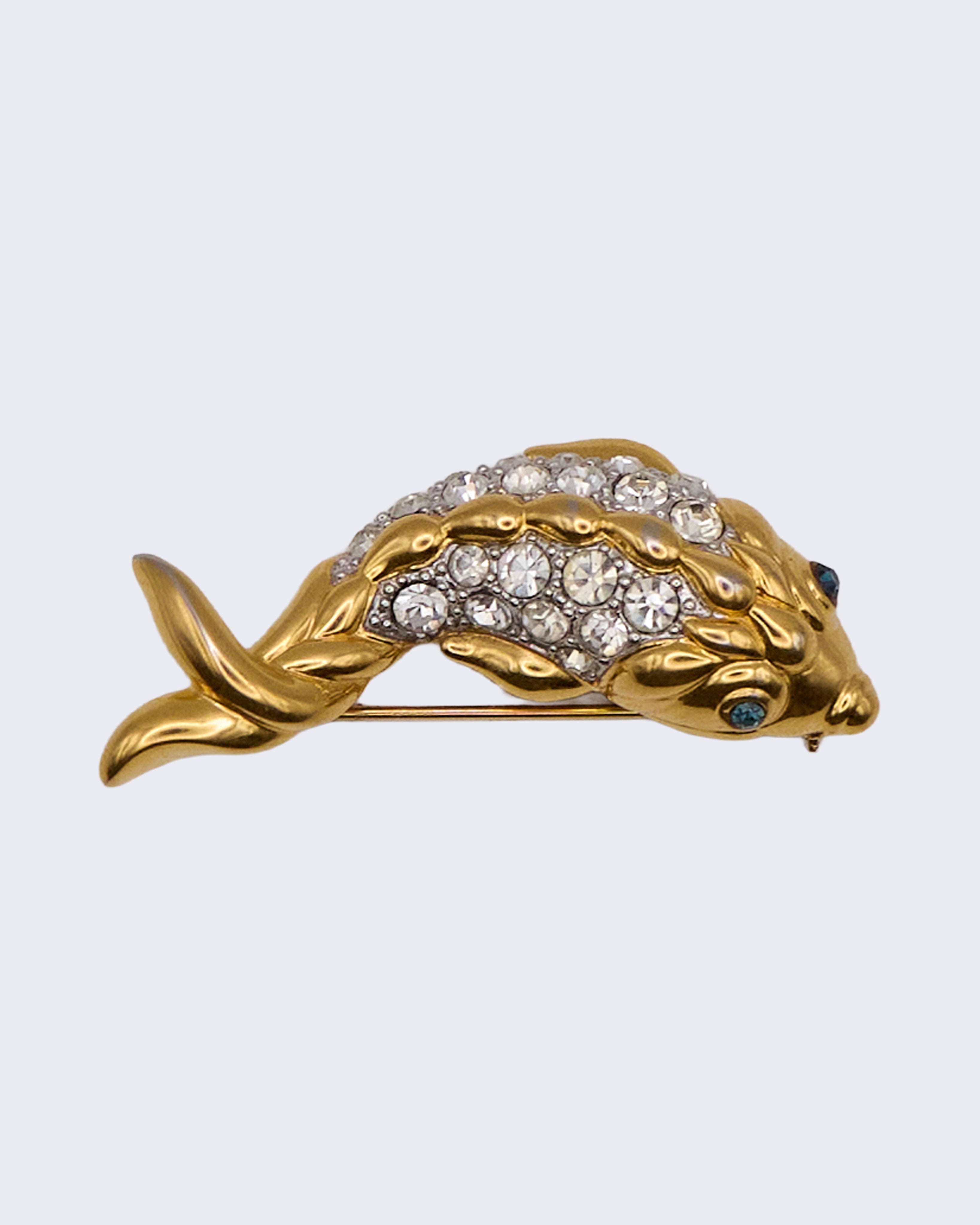 Spilla Vintage Pesce Dorato con Cristalli – Elegante Gioiello Animale