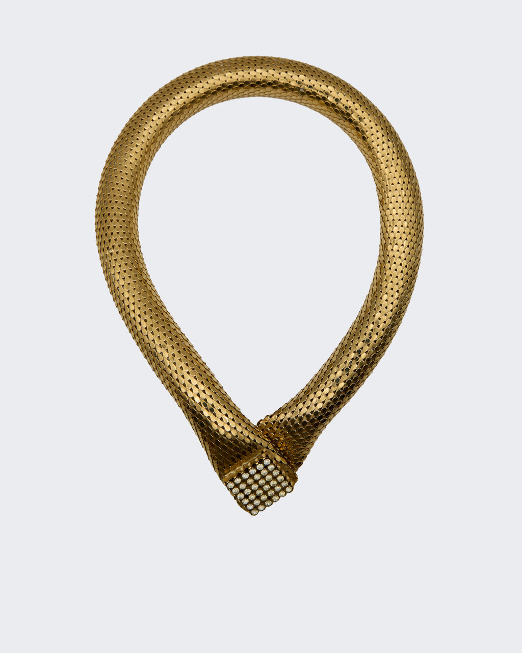 Collier flexible vintage Cascio Bijoux avec strass – métal plaqué or