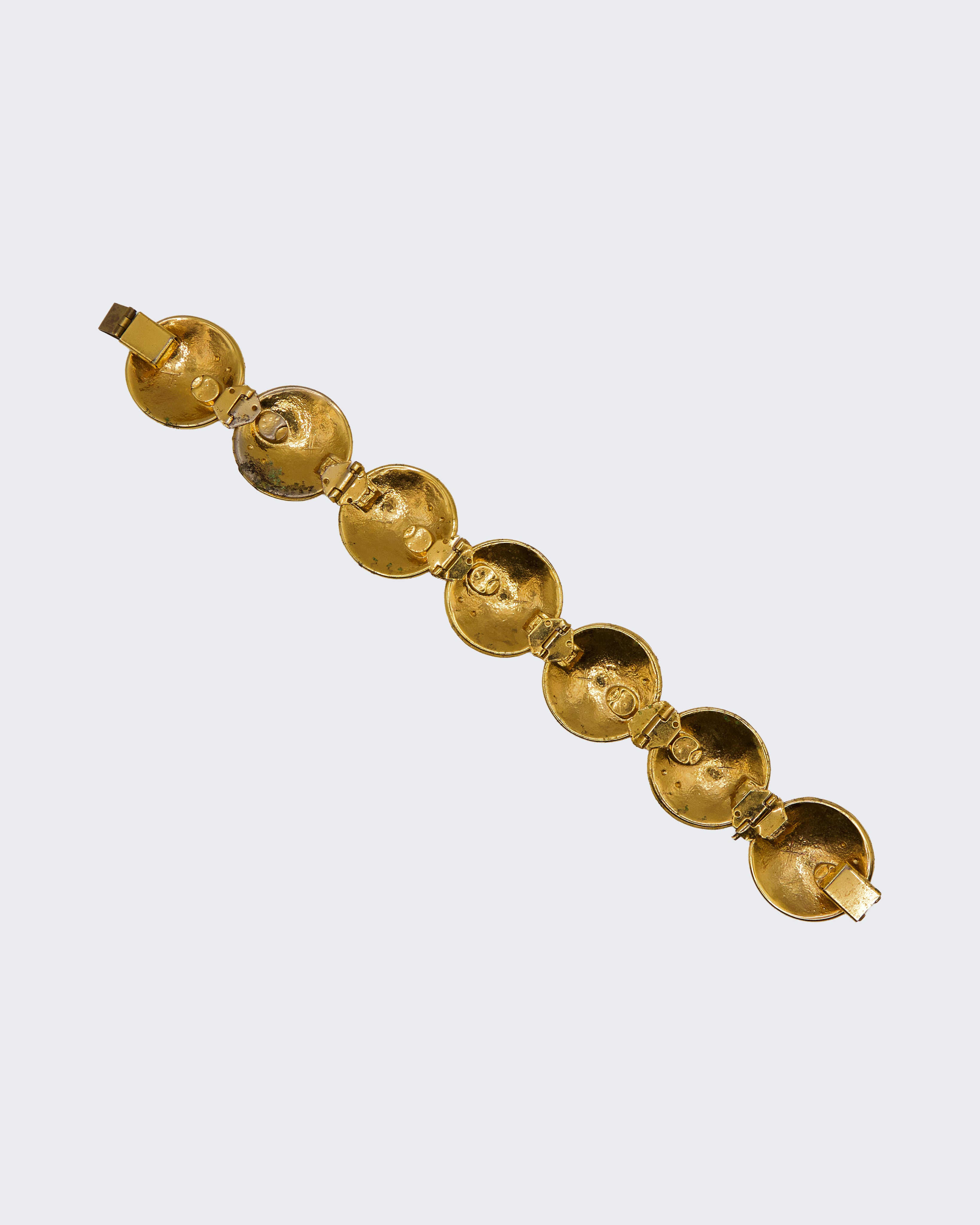 Bracciale Vintage Placcato Oro a Maglie con Pietre Bianche e Nere