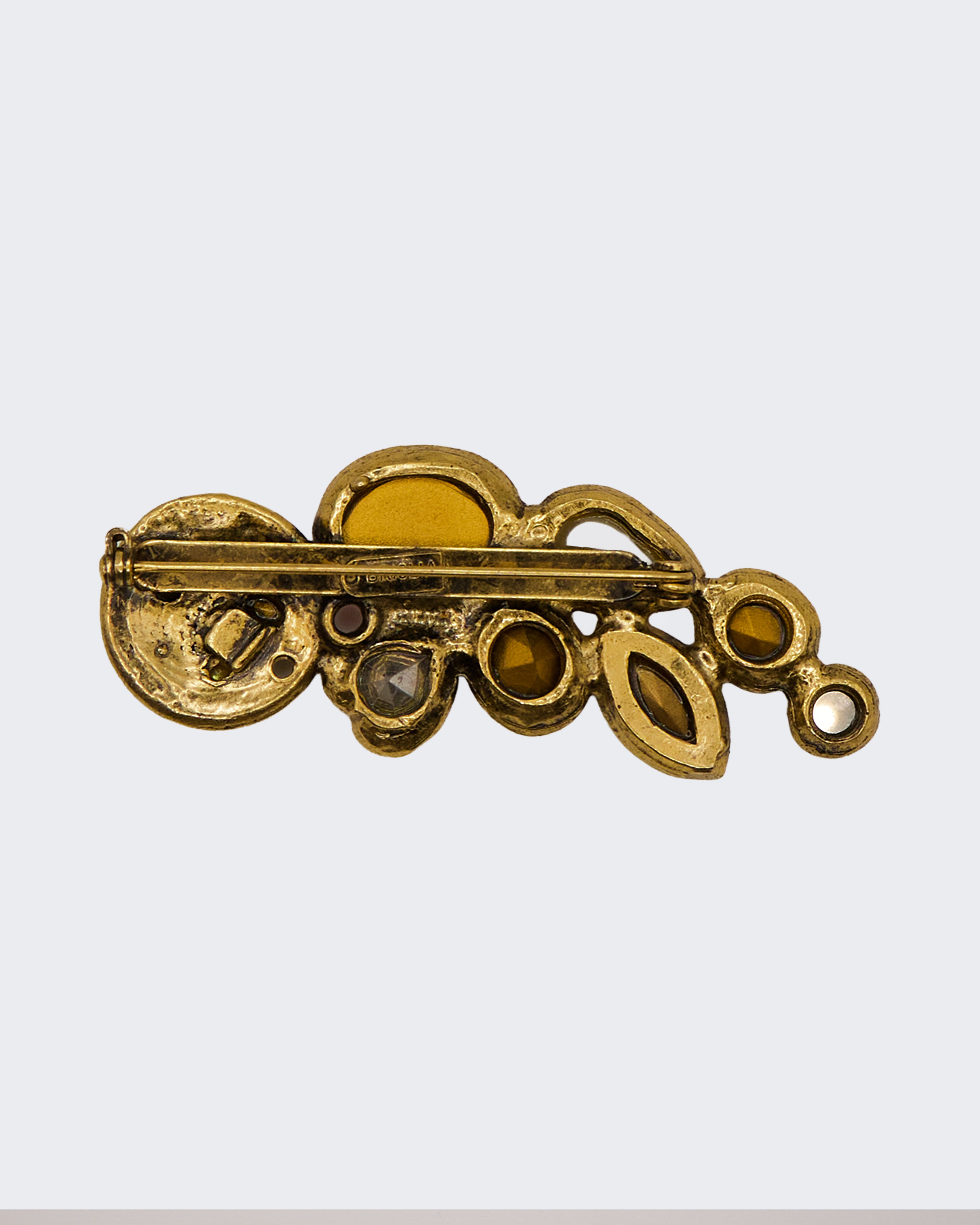 Spilla Vintage Firmata Luigi Briglia con Pietre Colorate e Perle – Design Floreale Art Déco