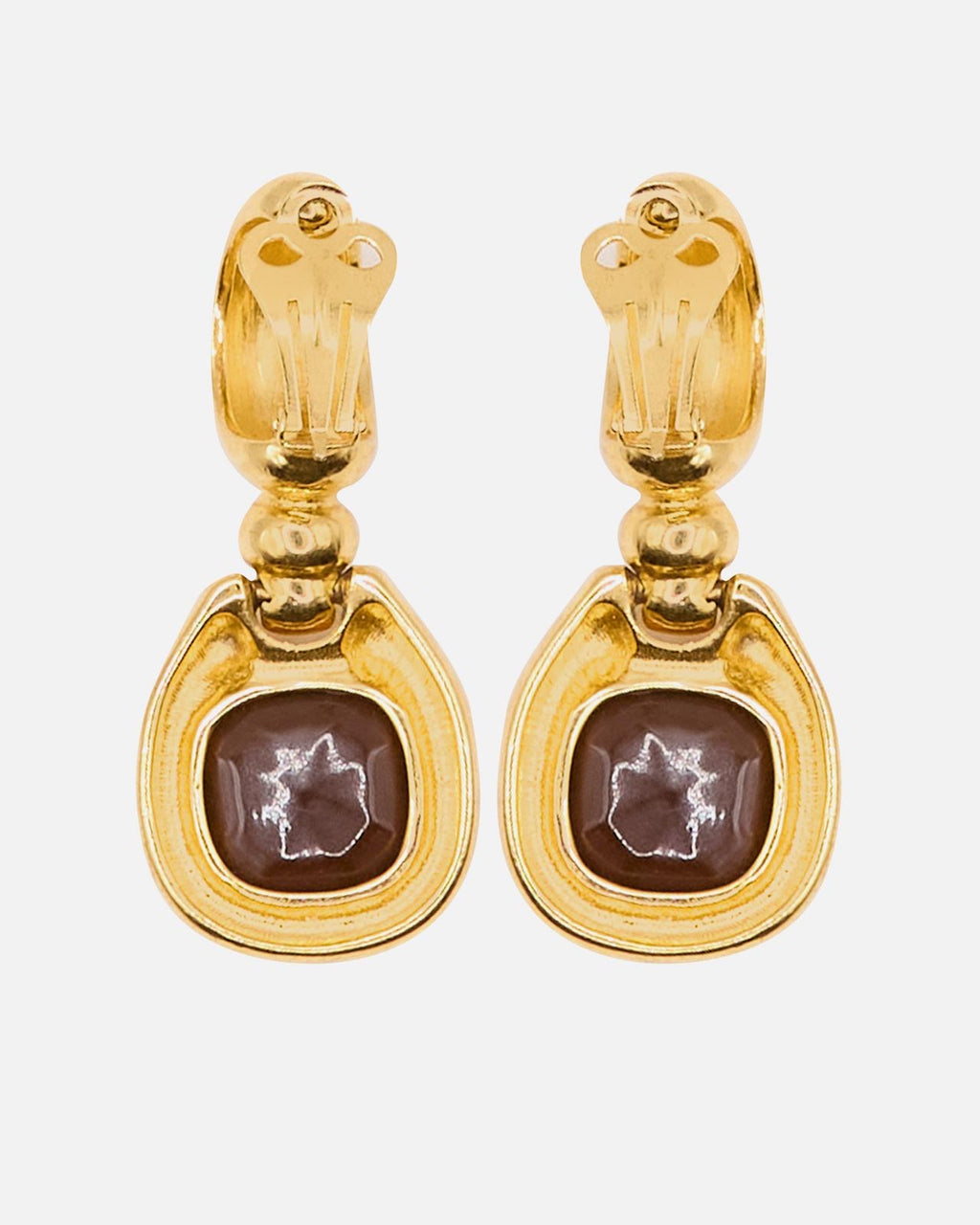 Boucles d'oreilles cabochon marron