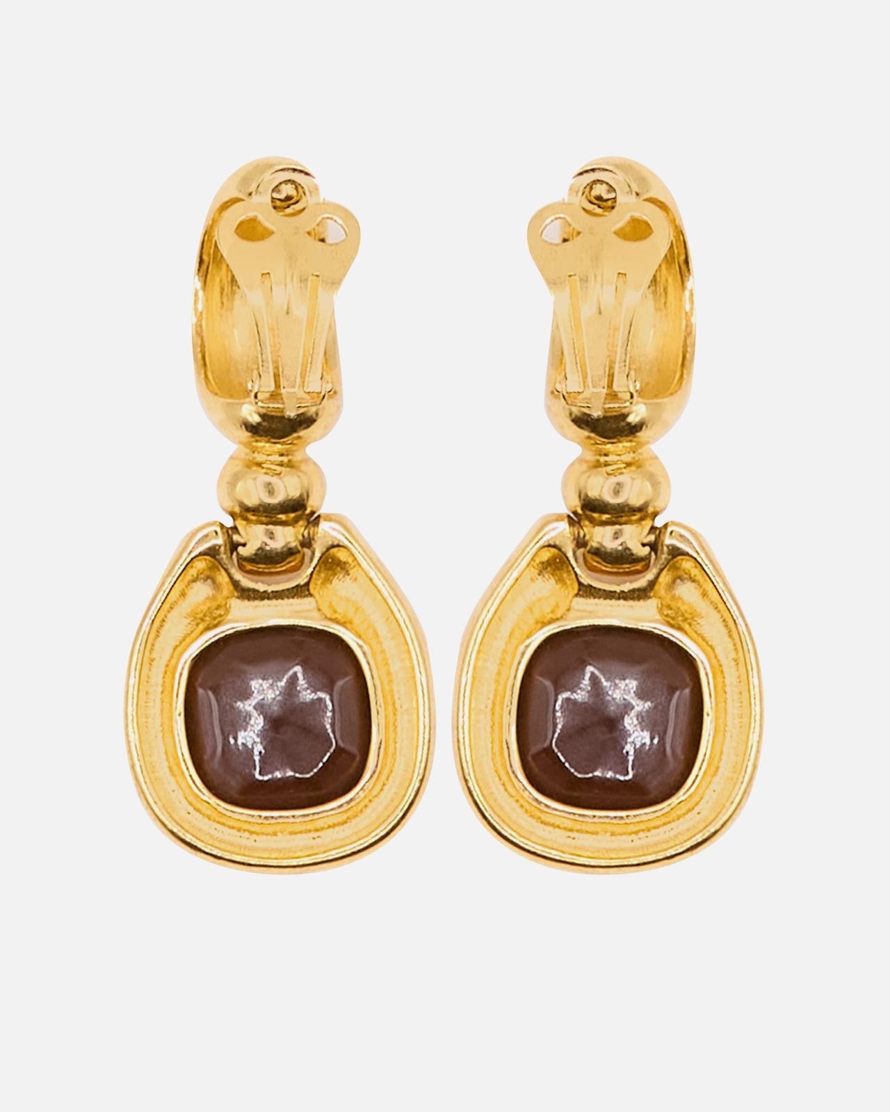 Boucles d'oreilles cabochon marron