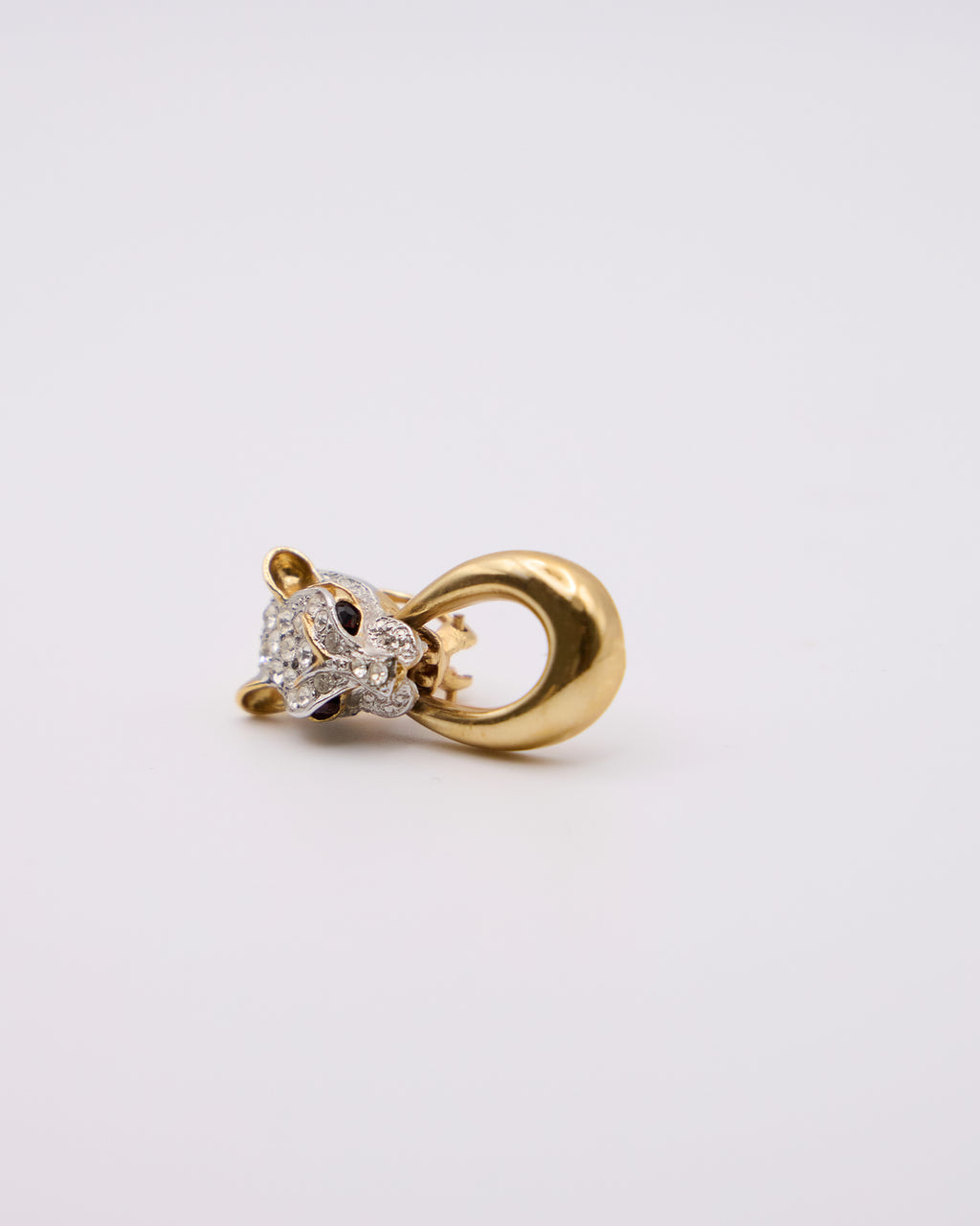 Orecchini Vintage Pantera con Strass e Dettagli Dorati