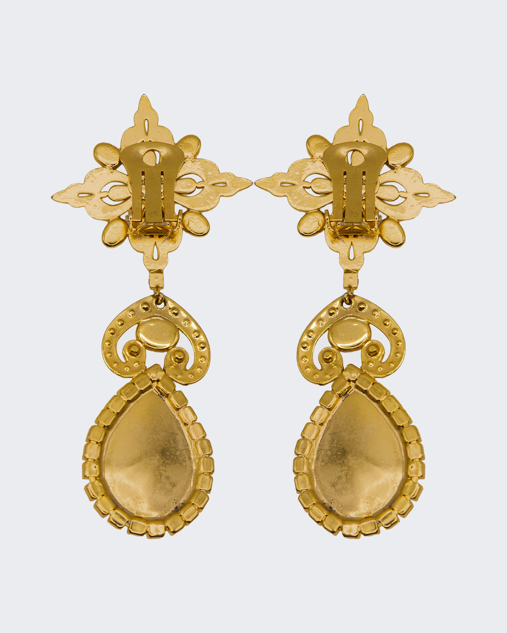 Orecchini Pendenti Vintage con Perle e Strass – Design Floreale