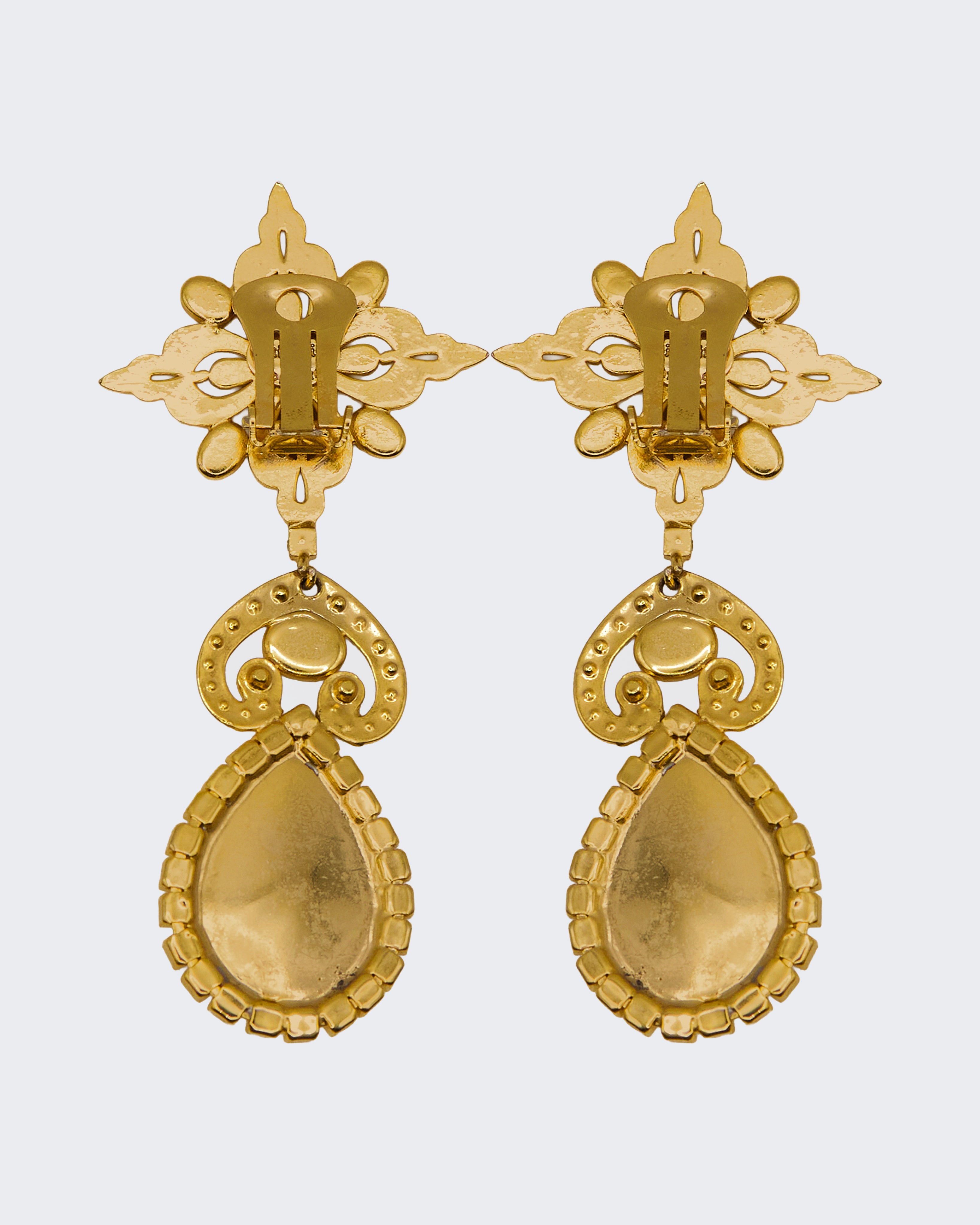 Orecchini Pendenti Vintage con Perle e Strass – Design Floreale