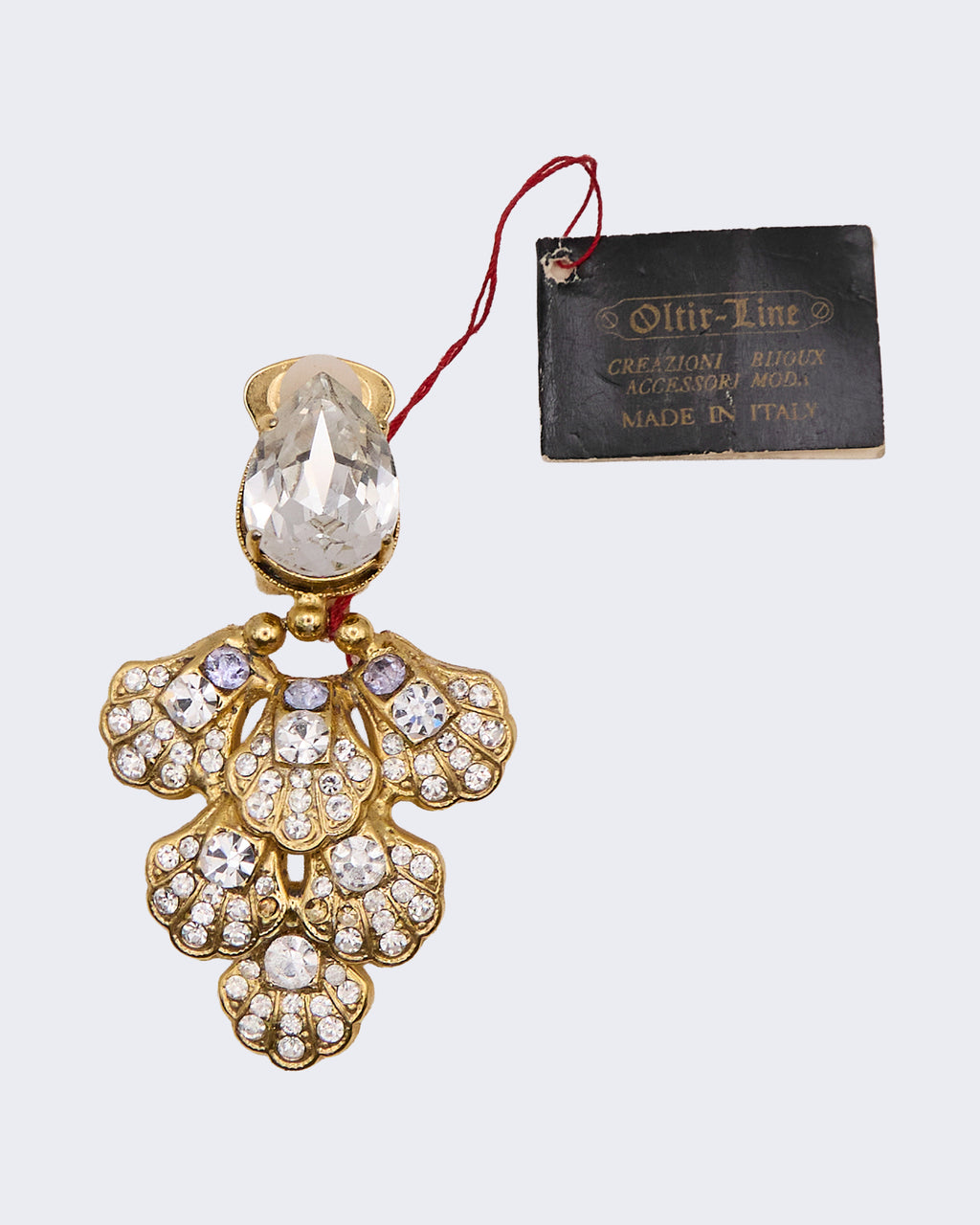 Orecchini Vintage Oltir-Line Made in Italy con Strass Cristallo – Clip Dorate Anni ’80