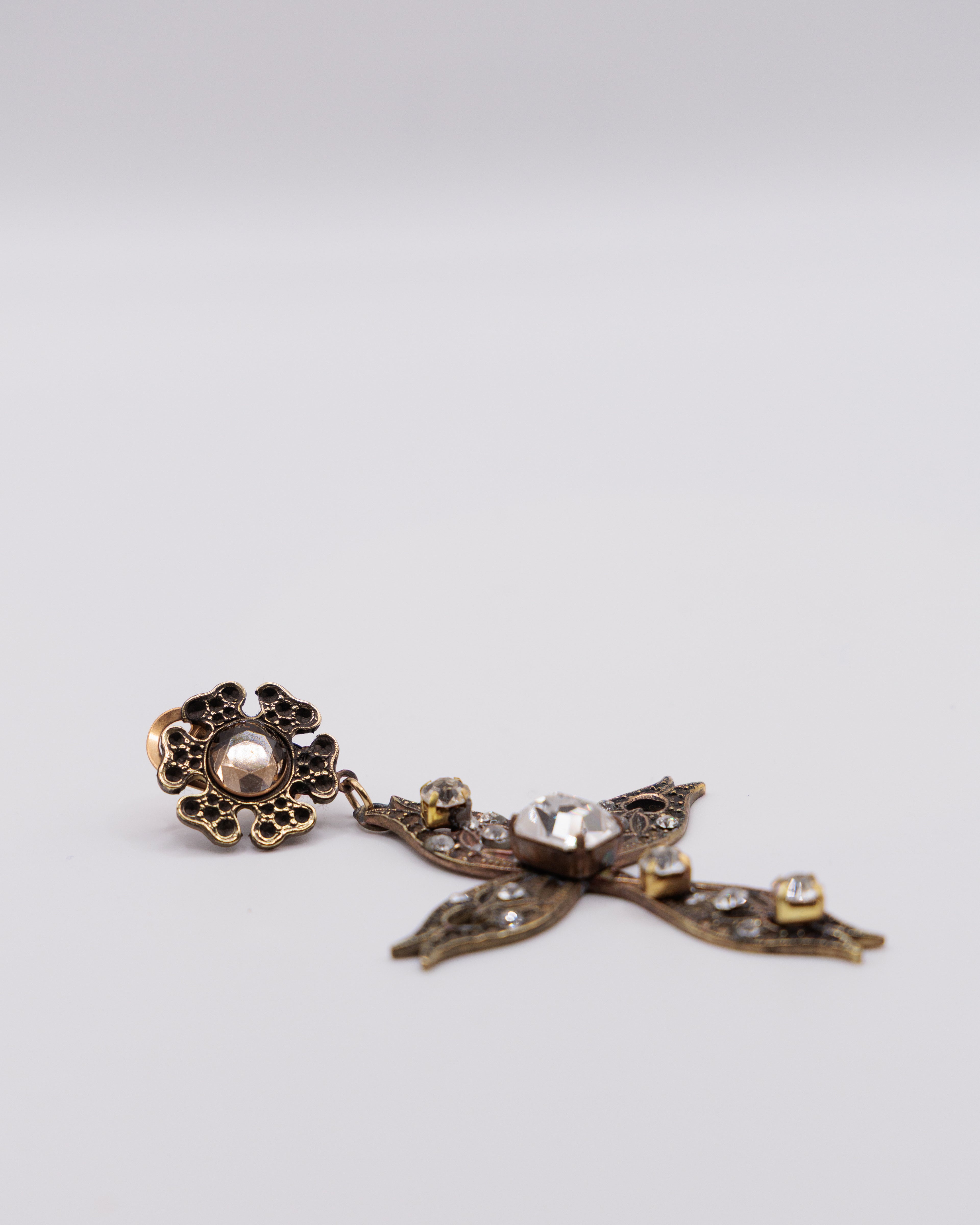 Orecchini Vintage Pendenti a Croce con Strass – Orecchini Lunghi Donna