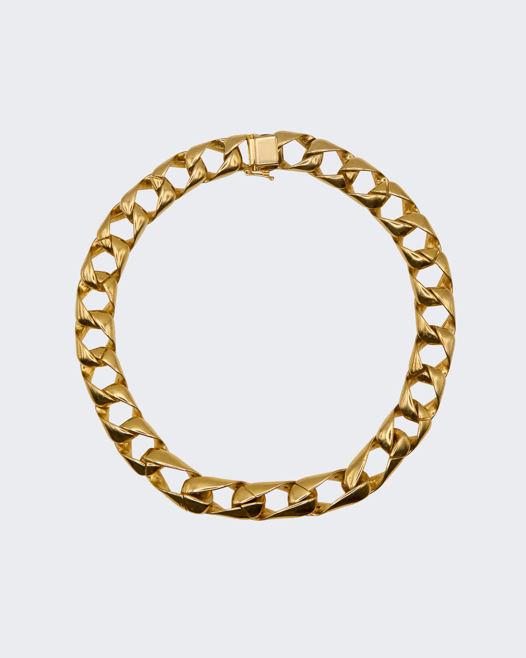 Collier vintage à maillons gourmette plaqué or orné de cristaux – Élégant collier cubain 