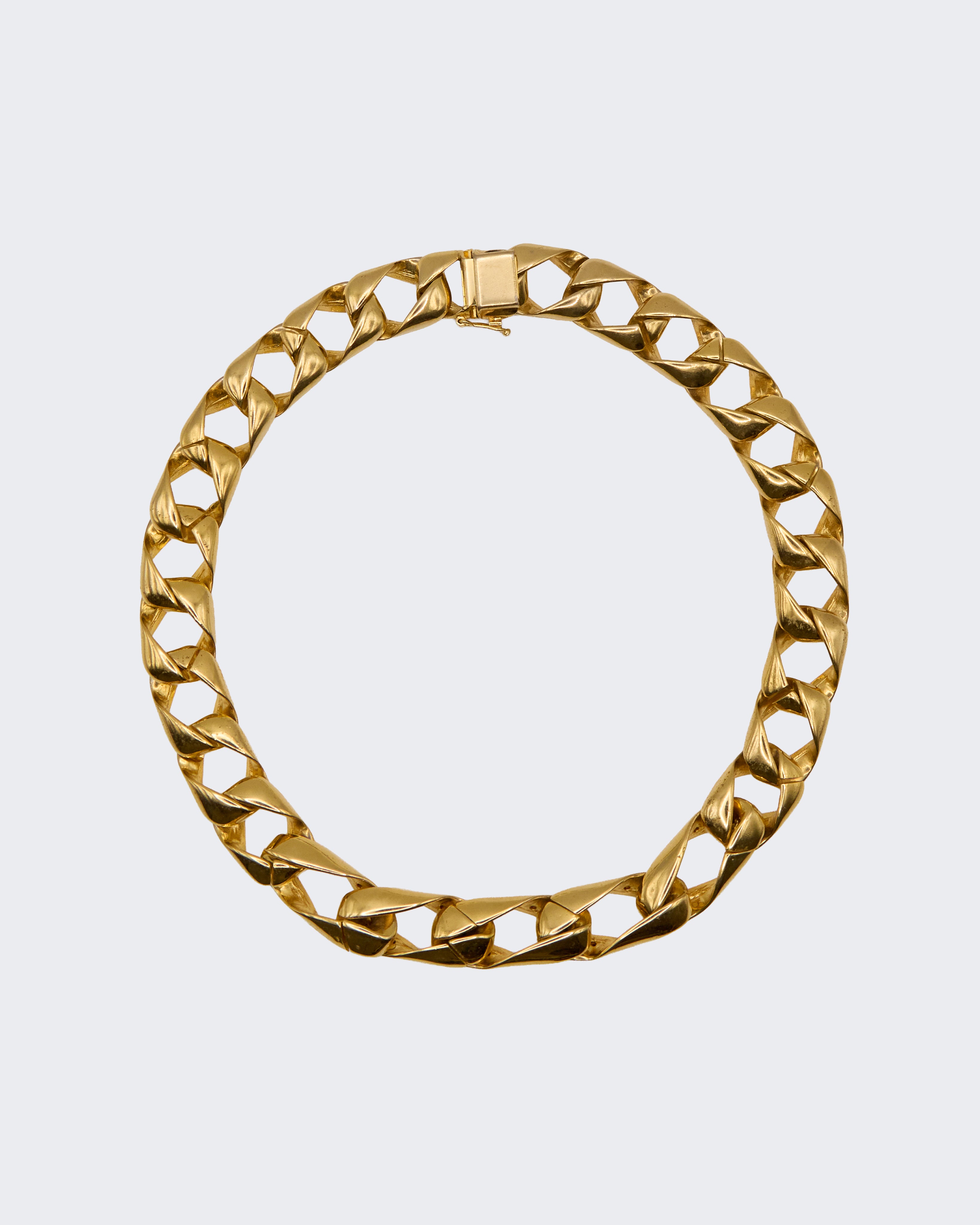 Collier vintage à maillons gourmette plaqué or orné de cristaux – Élégant collier cubain 