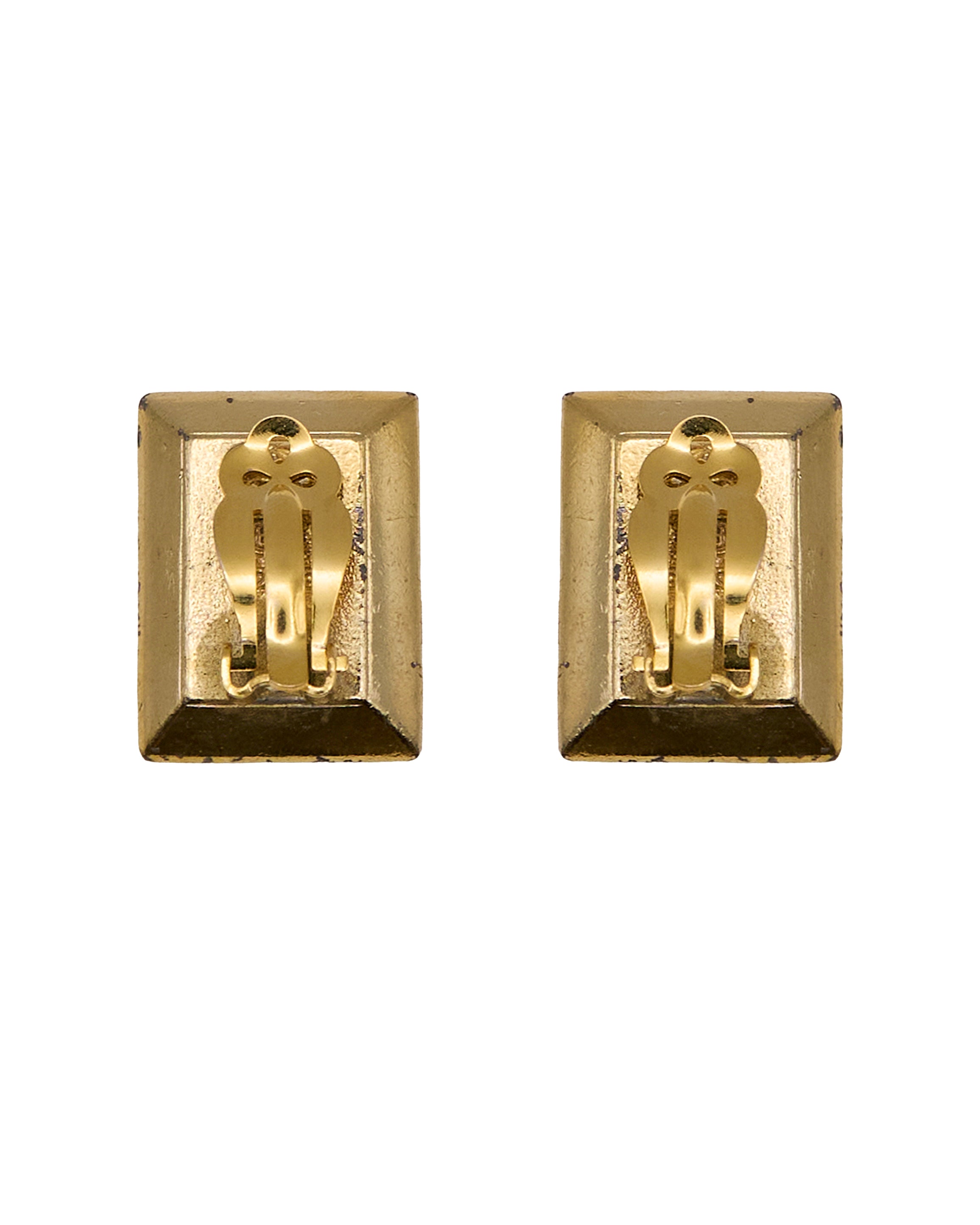 Boucles d'oreilles rectangulaires avec pierre aux reflets multiples