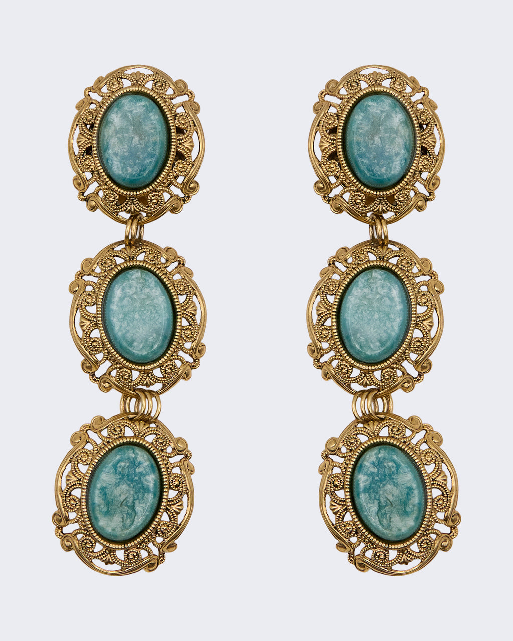 Orecchini Vintage Filigrana Turchese – Pendenti Barocchi Dorati