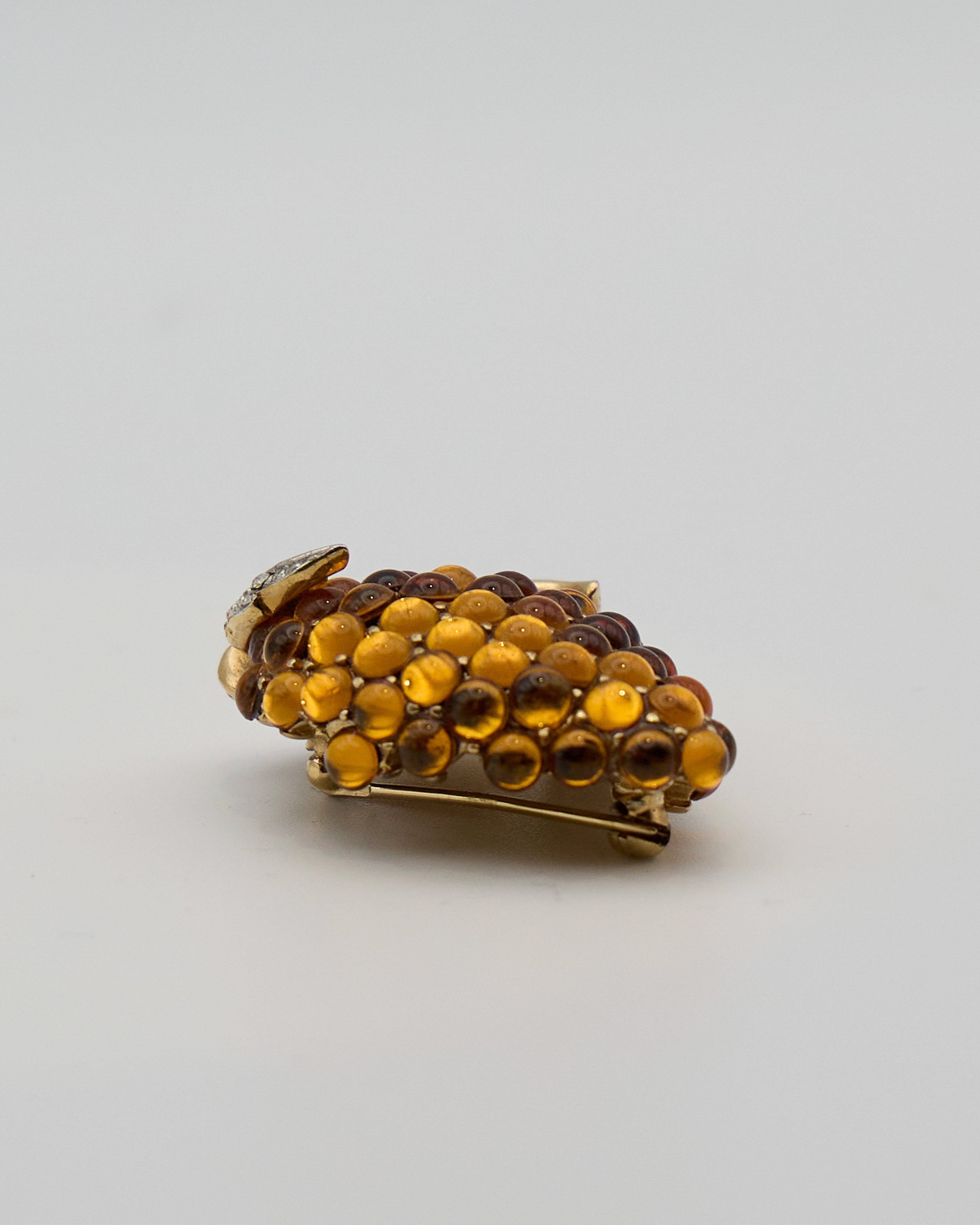 Vintage Gold-Plated Grape Bunch Brooch with Decorative Stones – 1970s