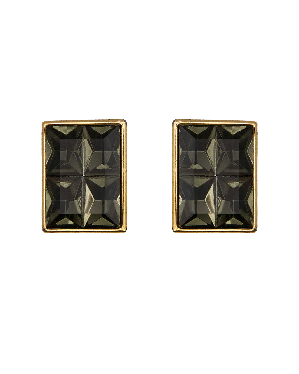 Boucles d'oreilles rectangulaires avec pierre aux reflets multiples