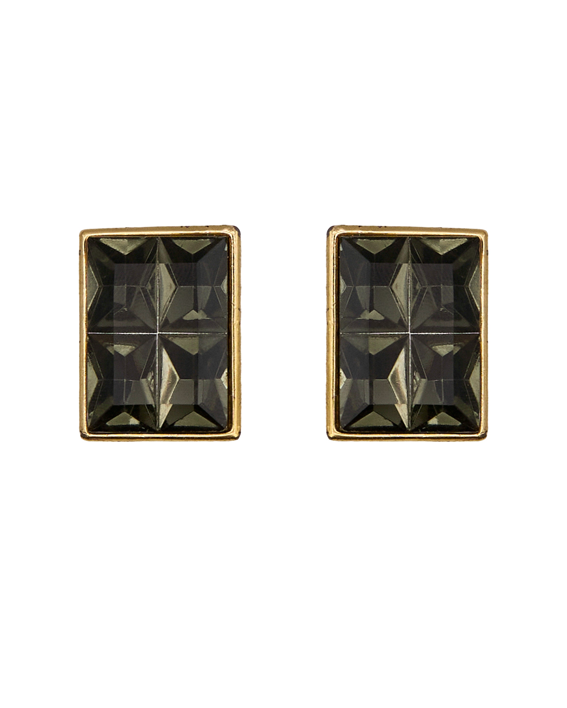 Boucles d'oreilles rectangulaires avec pierre aux reflets multiples