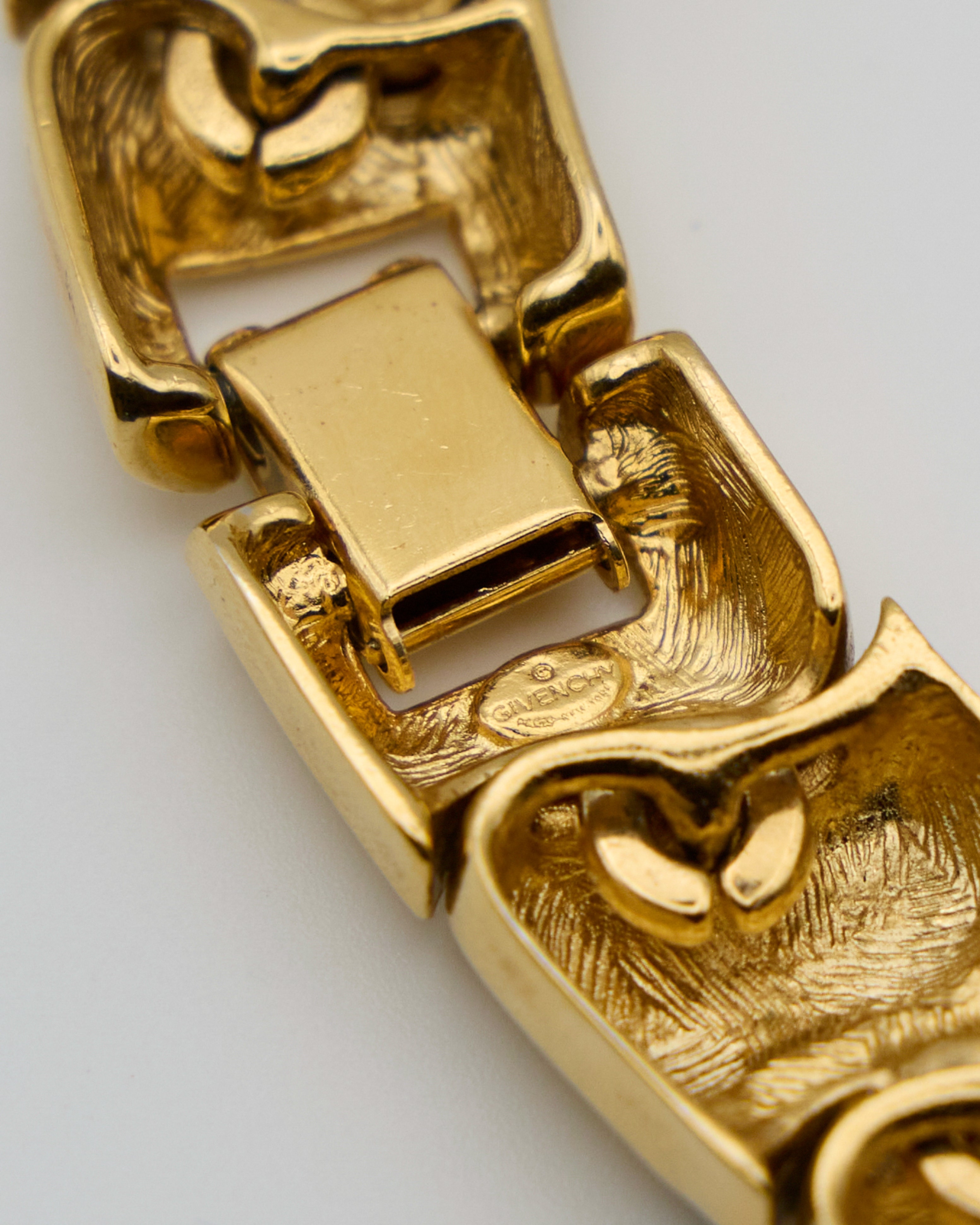 Gioiello Vintage Givenchy Tubogas – Collana in Metallo Placcato Oro con Cristalli – Anni ’80–’90