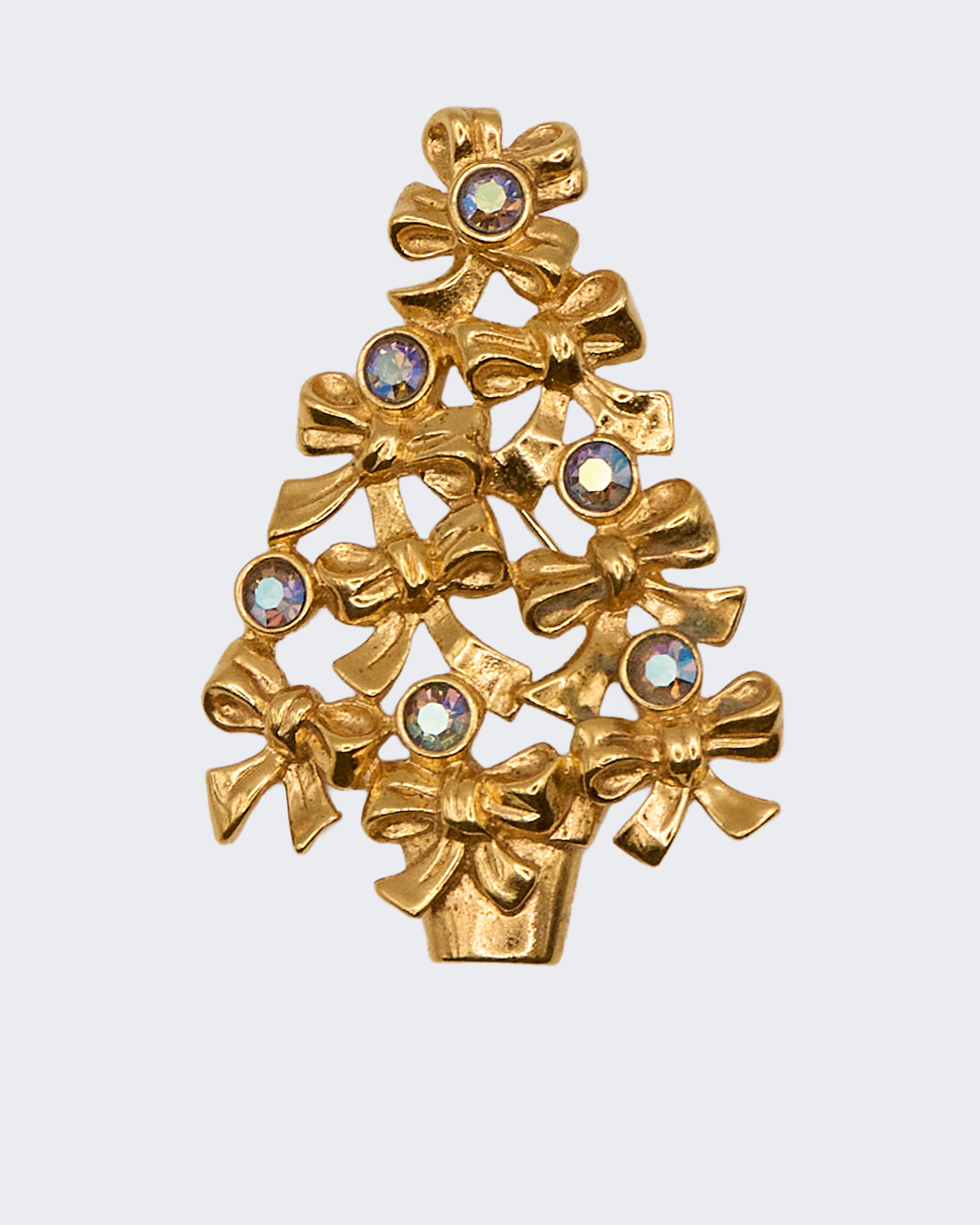 Vintage Avon Aurora Borealis Rhinestone Christmas Tree Brooch