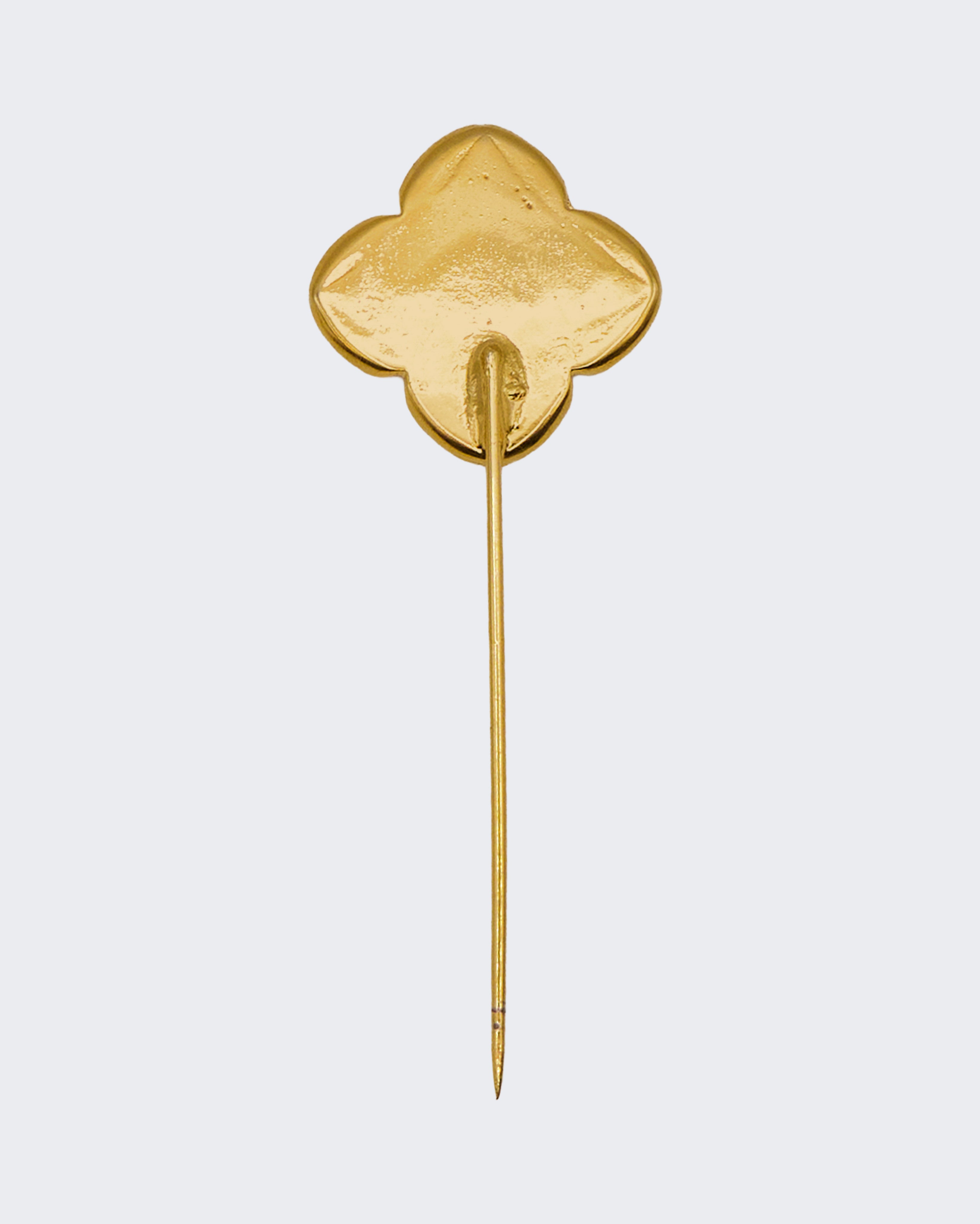 Spilla Floreale Vintage Placcata Oro con Cristalli – Motivo Quadrifoglio Art Nouveau / Edwardian