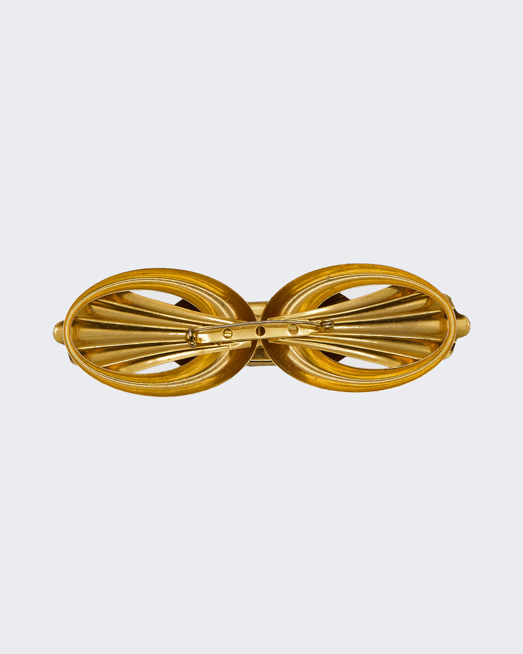 Spilla Fiocco Vintage Art Déco Placcata Oro con Cristallo Centrale – Anni ’40–’50