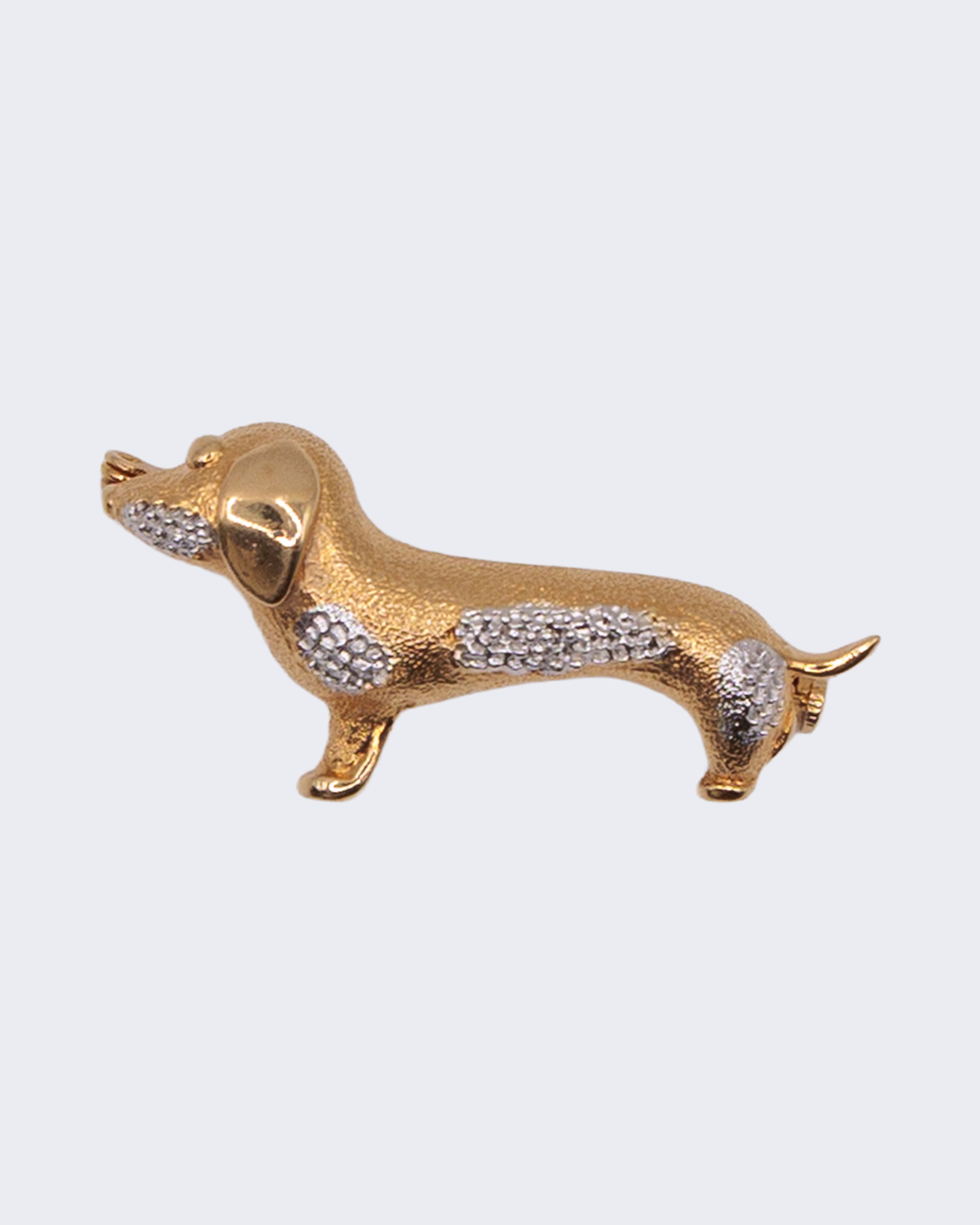Spilla Vintage Bassotto Dorata con Strass – Gioiello Animale Retrò