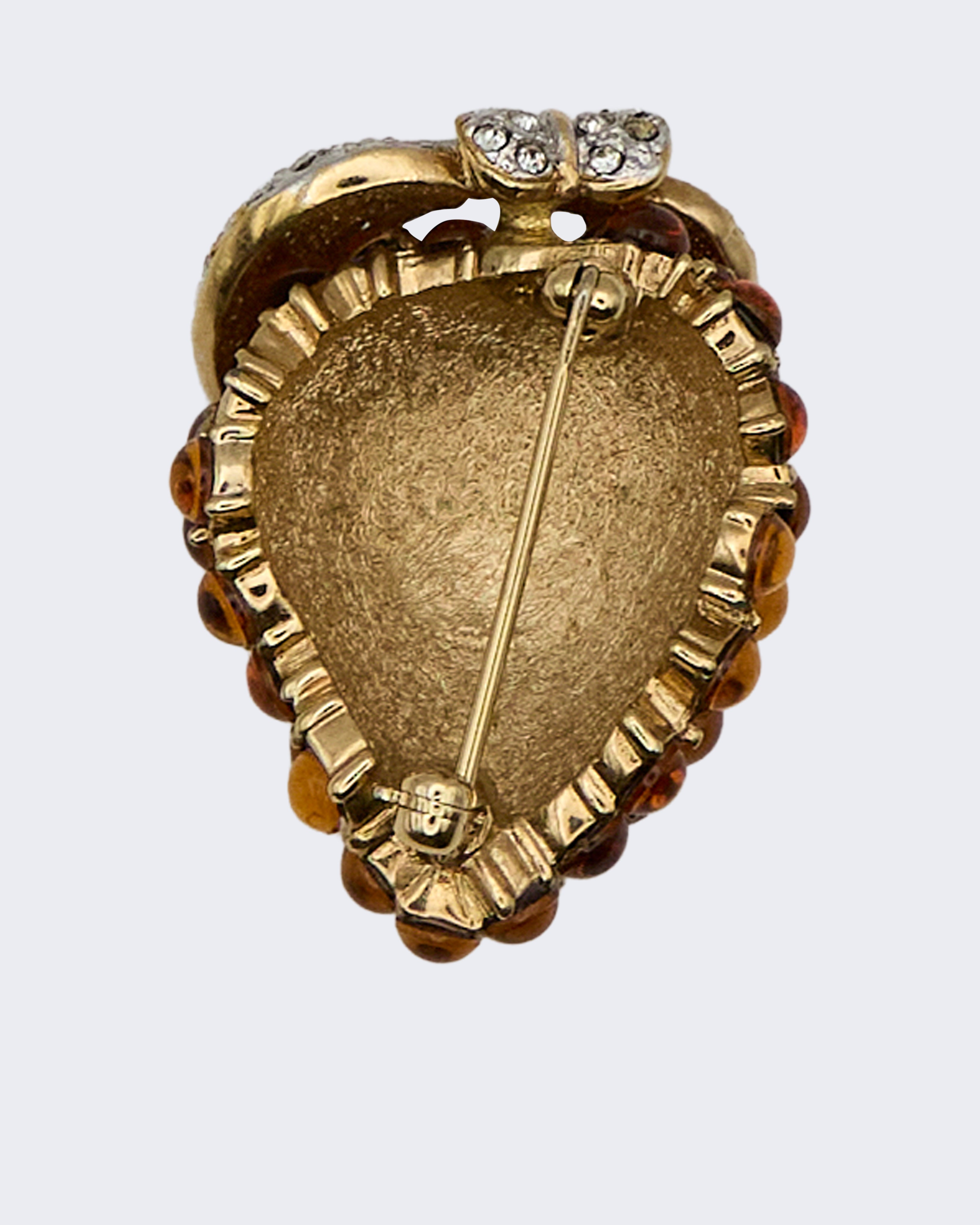 Vintage Gold-Plated Grape Bunch Brooch with Decorative Stones – 1970s