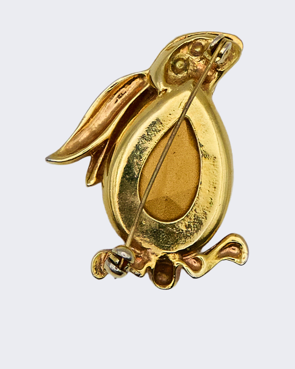 Spilla Vintage Coniglio “Jelly Belly” con Cristallo – Metallo Dorato, Anni ’40–’50