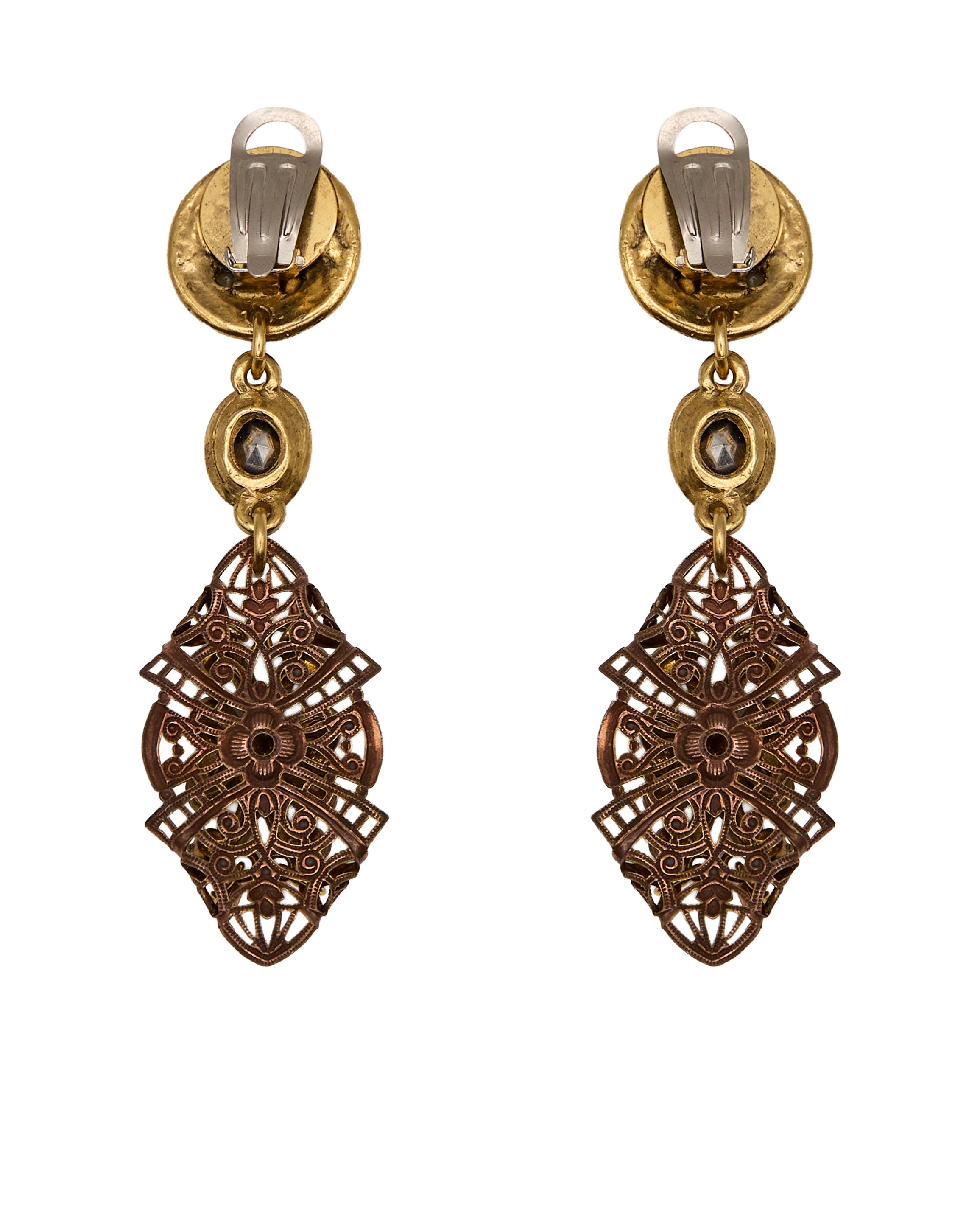 Boucles d'oreilles pendantes et pierres multicolores
