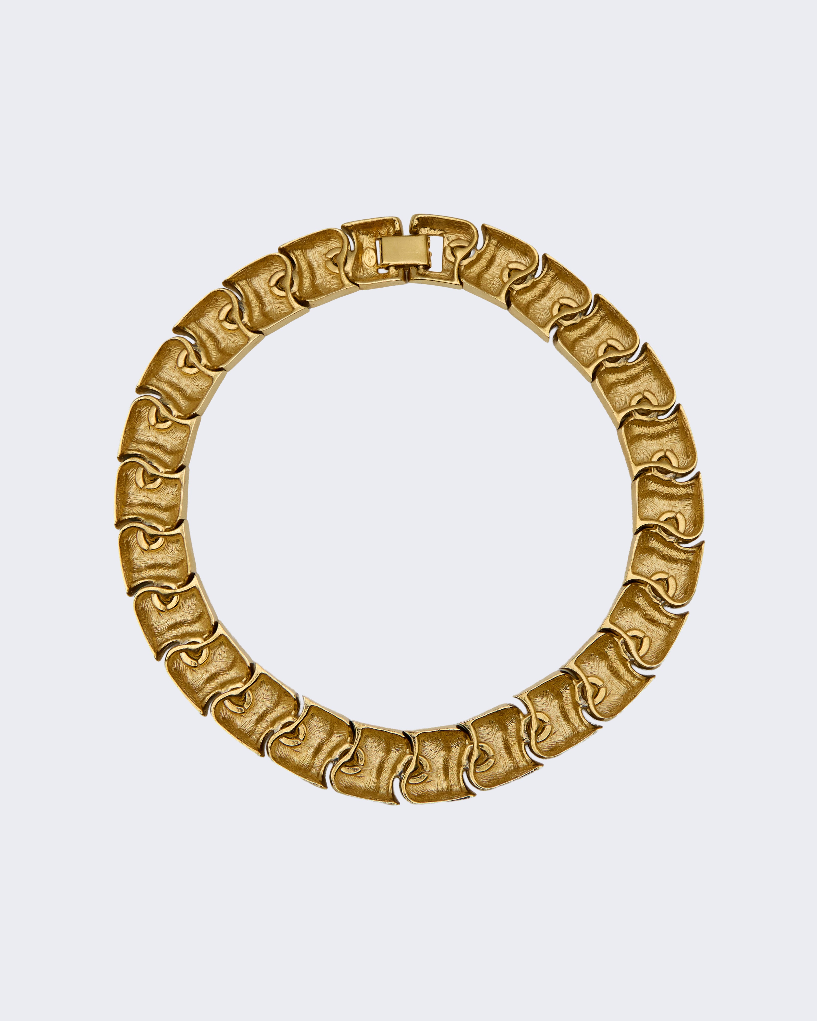 Gioiello Vintage Givenchy Tubogas – Collana in Metallo Placcato Oro con Cristalli – Anni ’80–’90