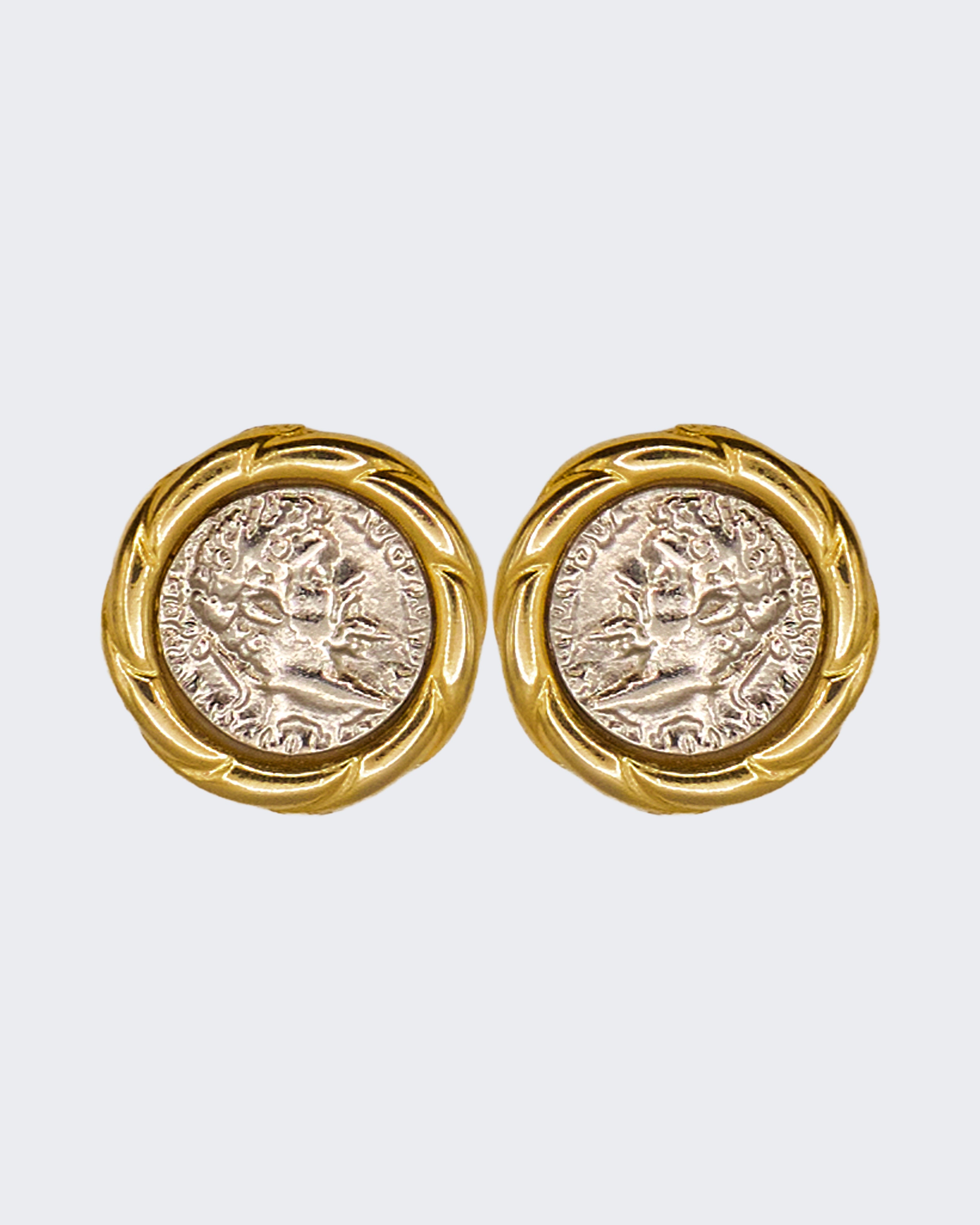 Orecchini Vintage con Monete in Argento Placcato Oro – Stile Romano