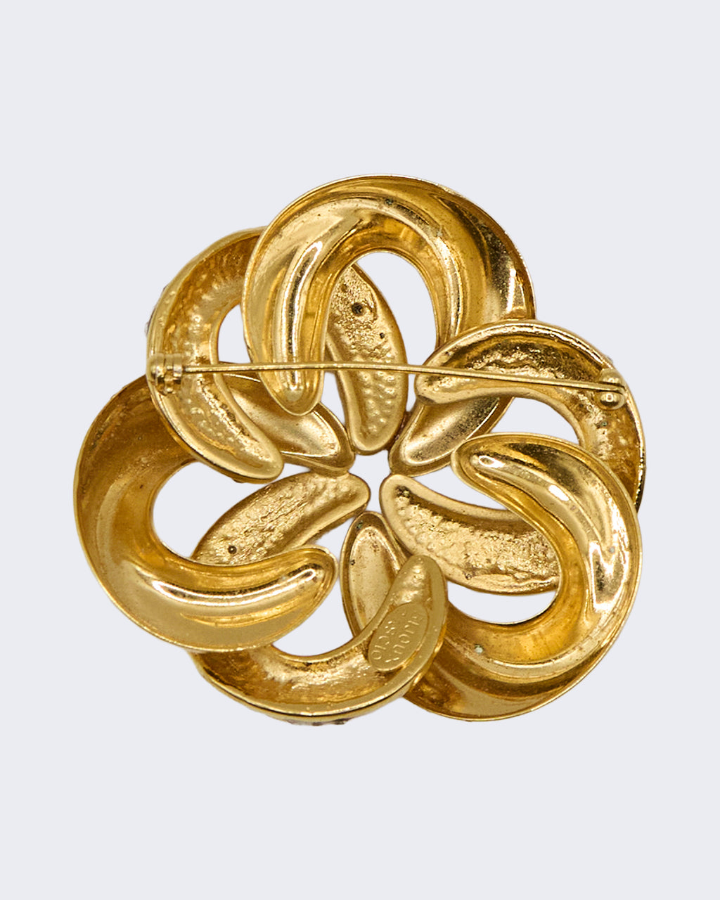 Spilla Vintage Bijoux Cascio Dorata con Strass – Design Astratto Anni ’80
