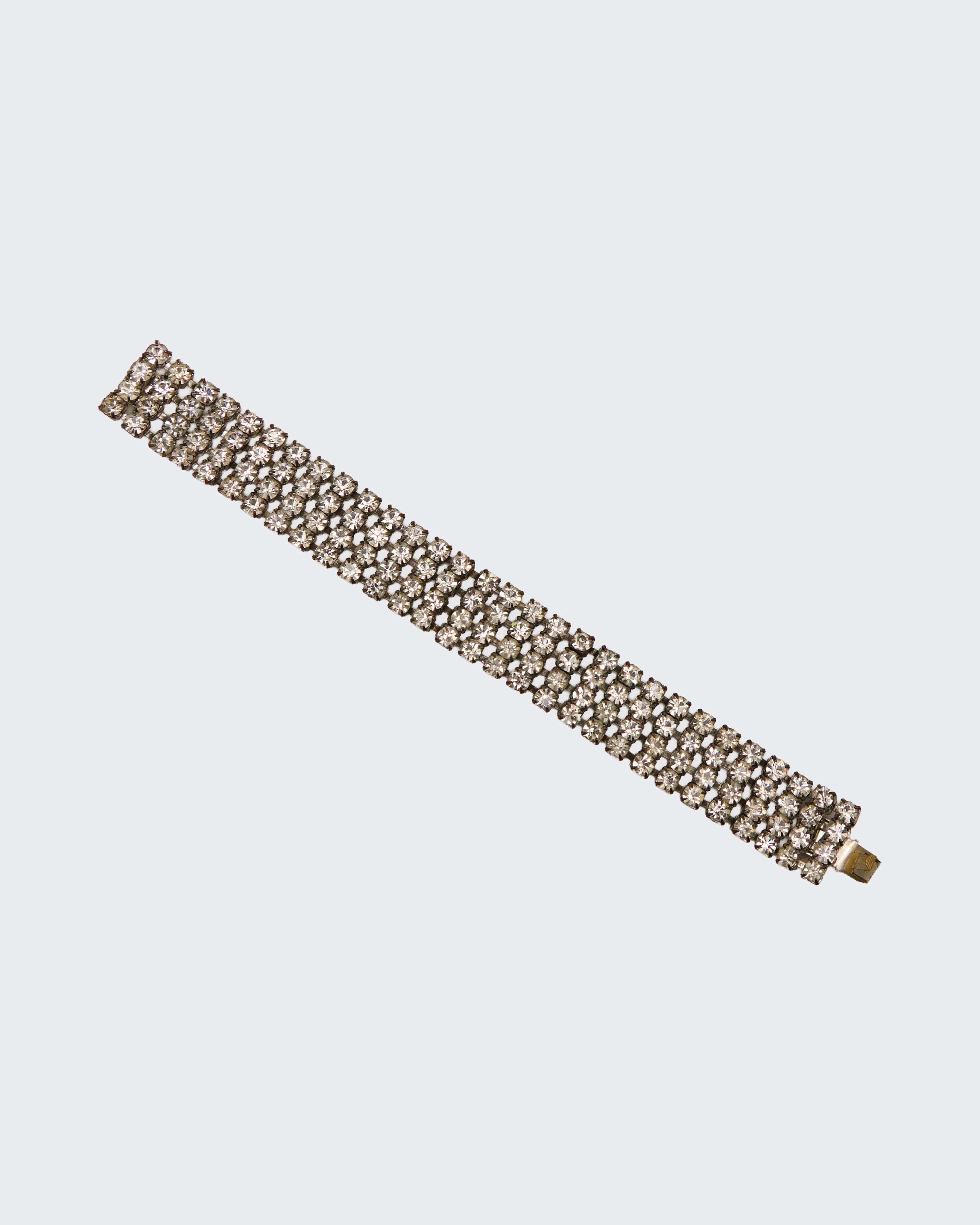 Bracciale Rivière Vintage Antico a Più File di Strass – Eleganza Classica da Cerimonia