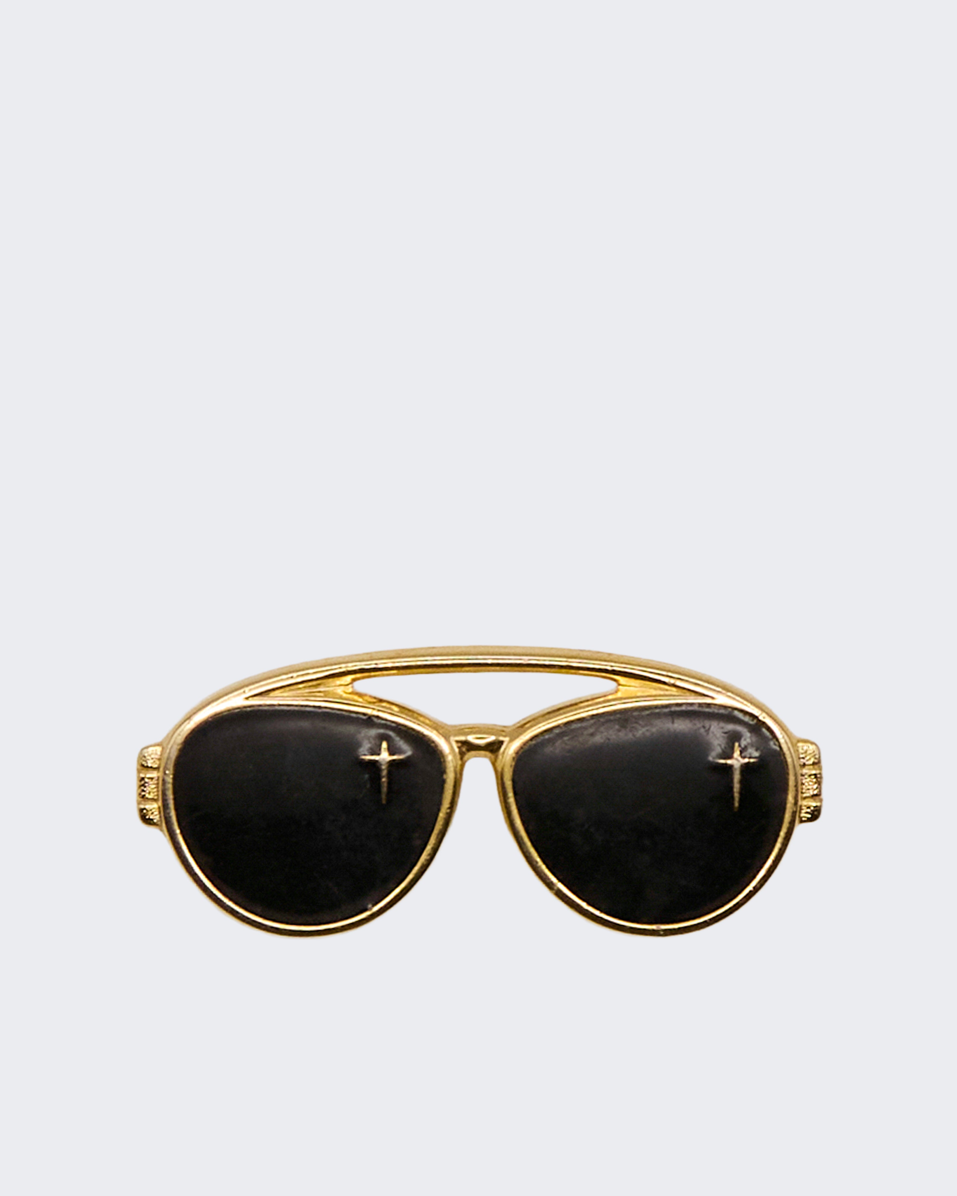 Vintage Black and Gold Enamel Sunglasses-Shaped Eyeglasses Pin