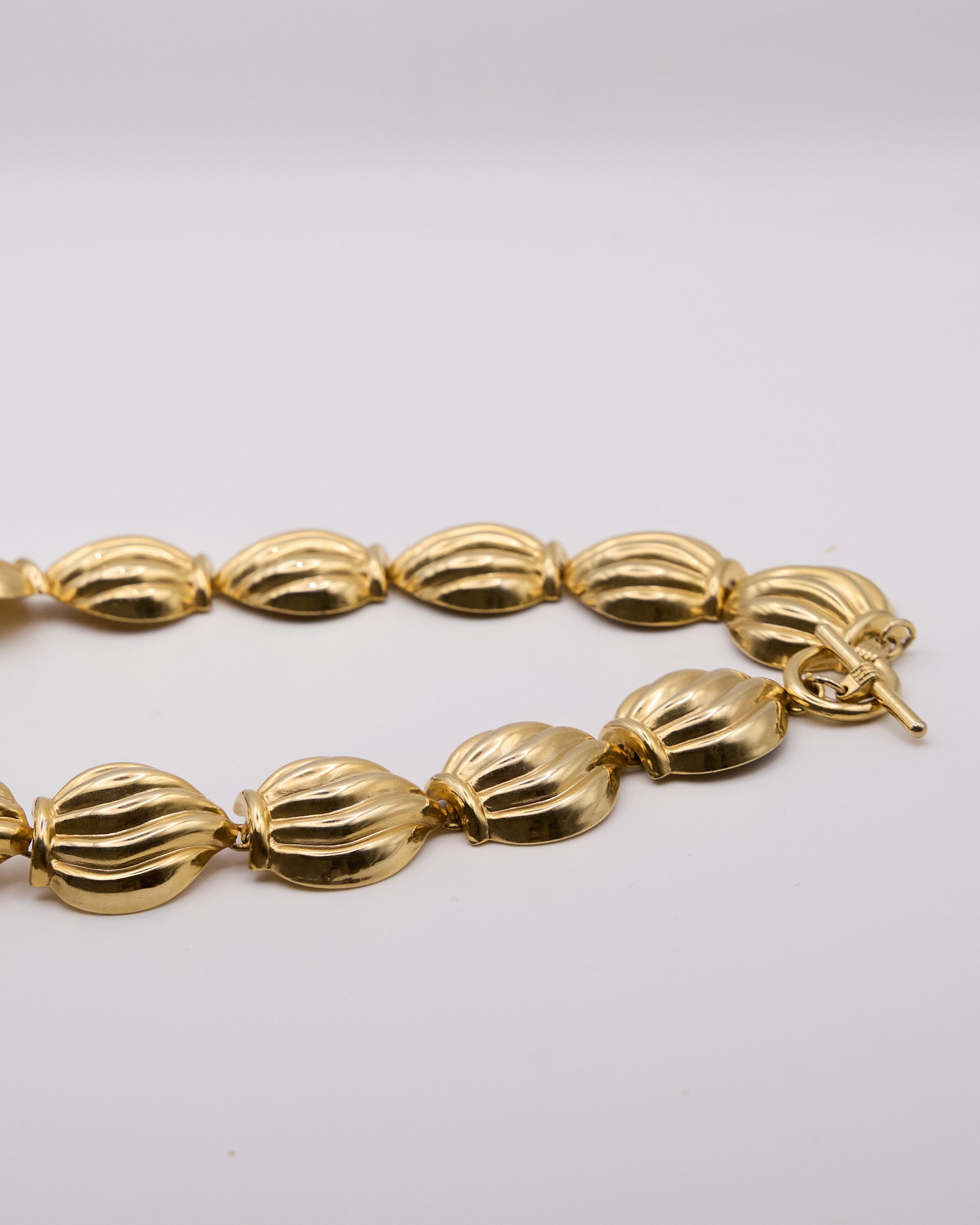Collana Vintage Dorata a Maglie Bombate – Statement Necklace Anni ’80
