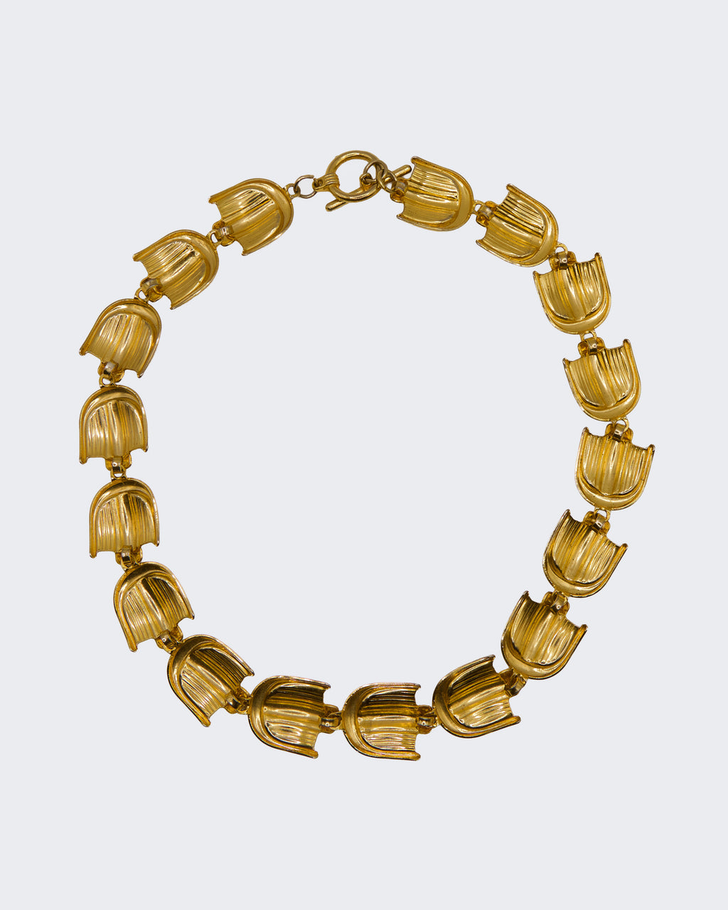 Collana Vintage Geometrica Tono Oro – Girocollo a Maglie a Coste di Alta Moda