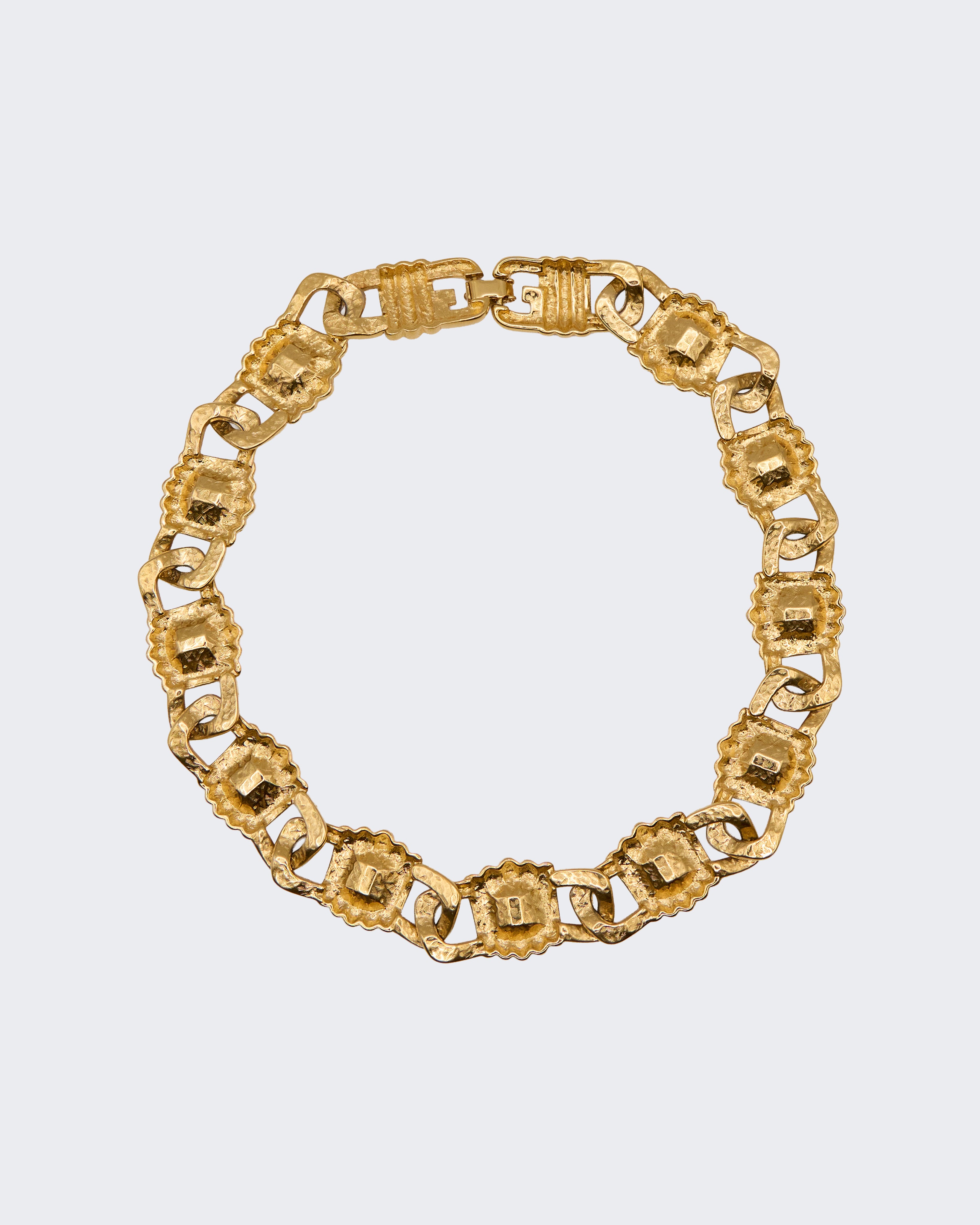 Collier vintage en or orné de cristaux taille émeraude – années 1980
