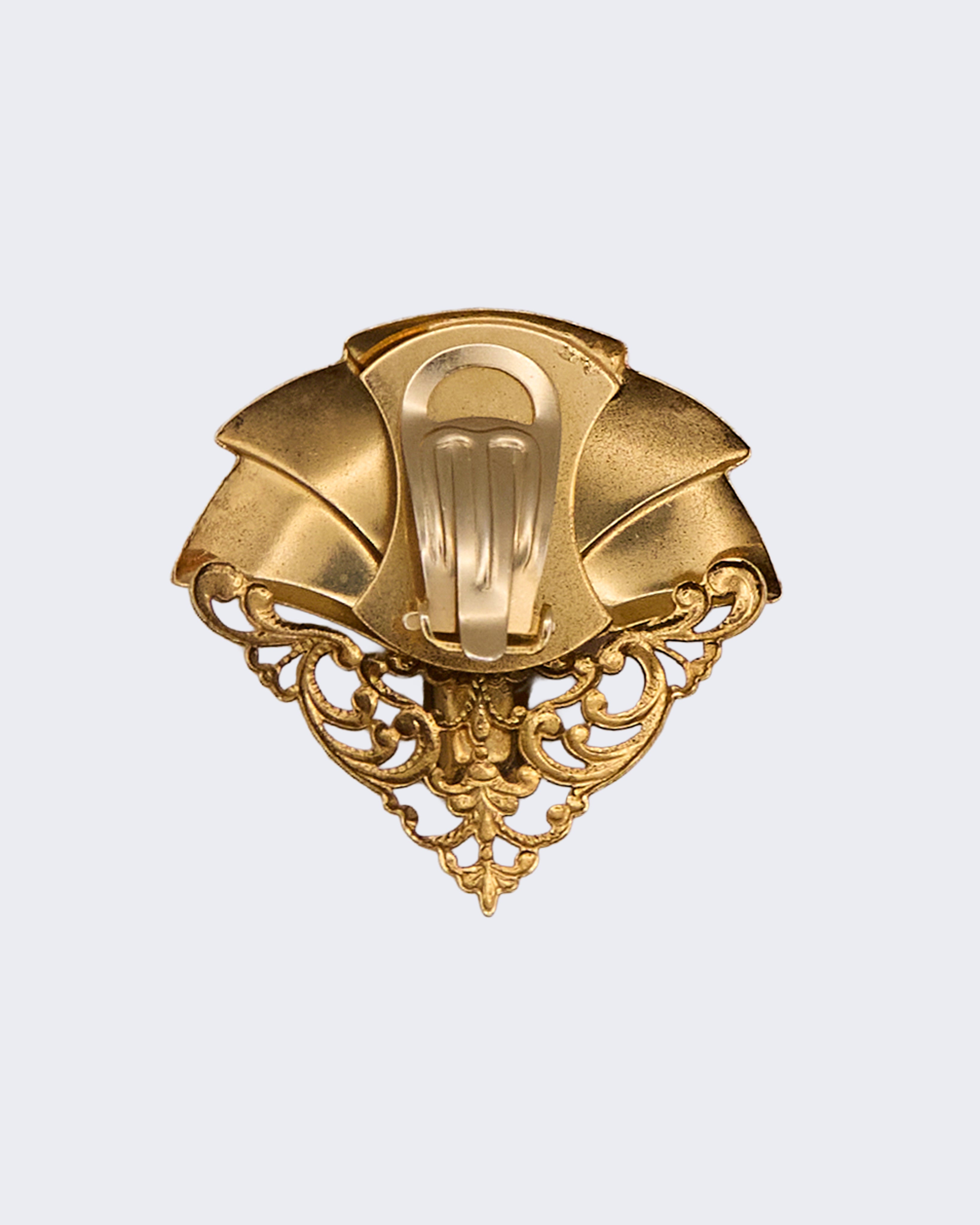 Orecchini Vintage Dorati con Pietre Verdi Stile Art Déco – Anni 80