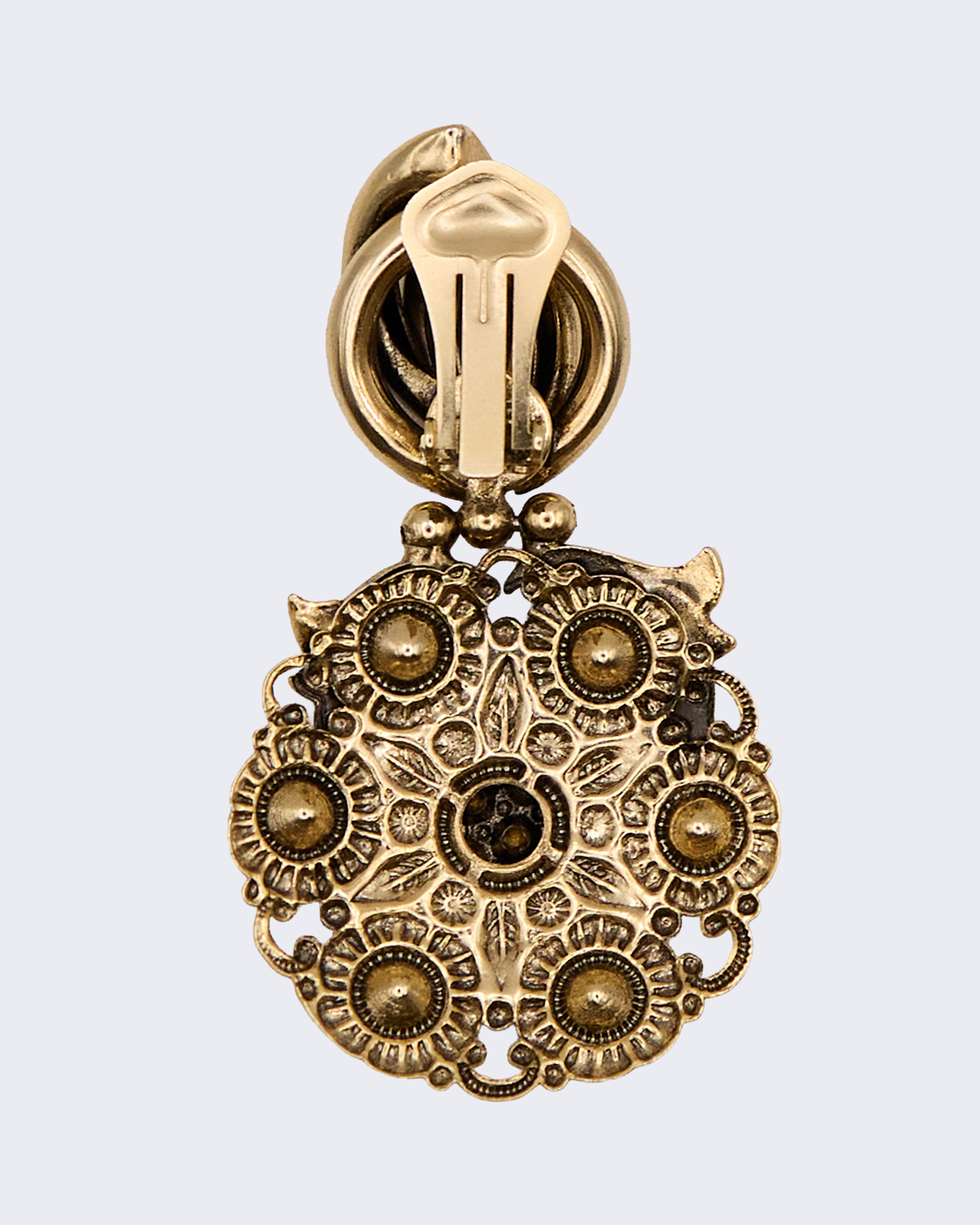 Orecchini Vintage firmati D’Angelo Dorati con Strass – Clip Barocco Couture Made in Italy