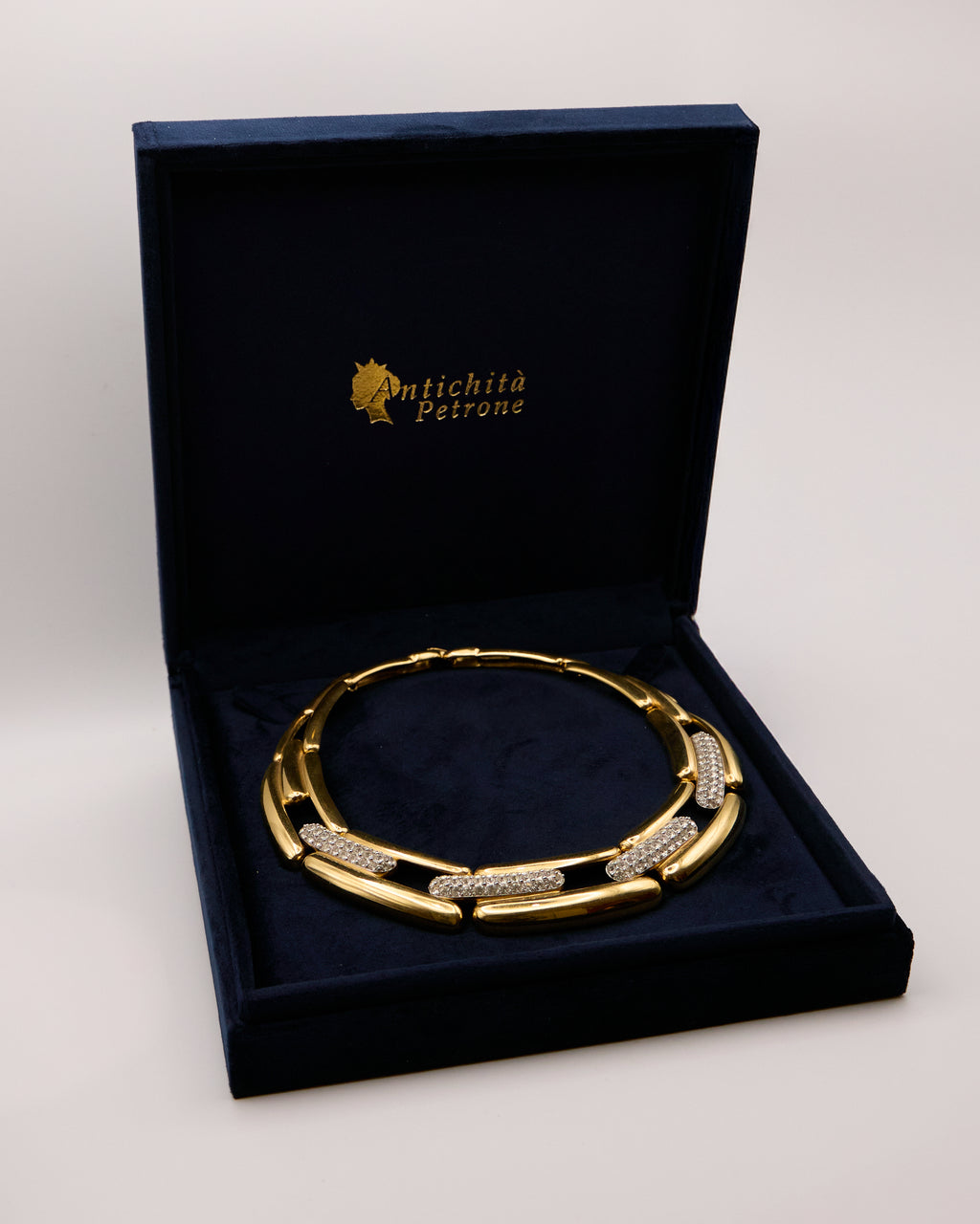 Vintage Givenchy 1980s Gold Mesh Choker with Rhinestones
