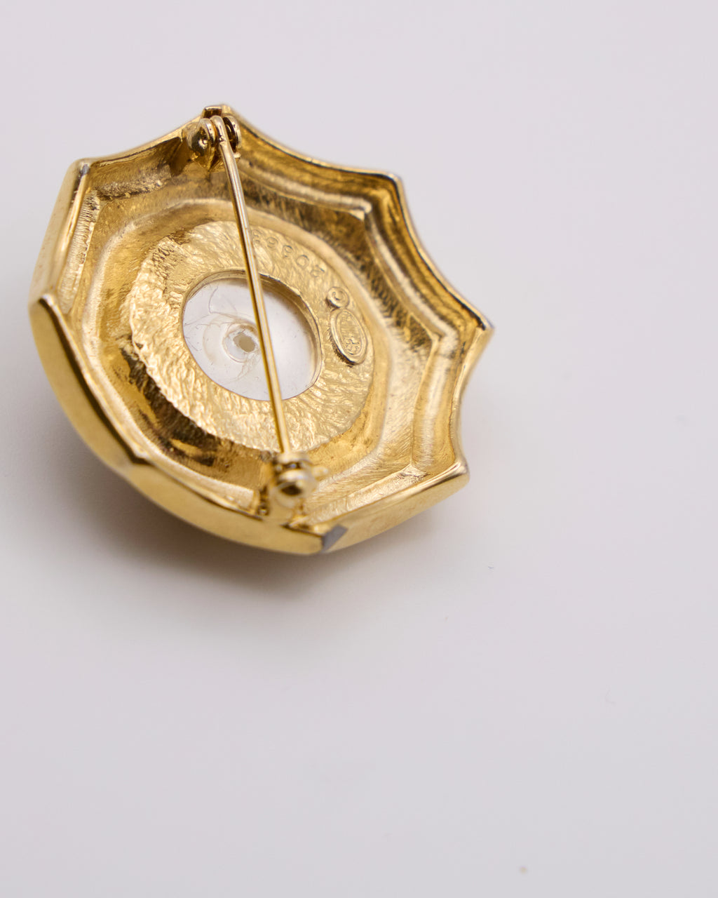 Spilla Vintage con Perla e Strass – Brooch Dorata Anni ’80