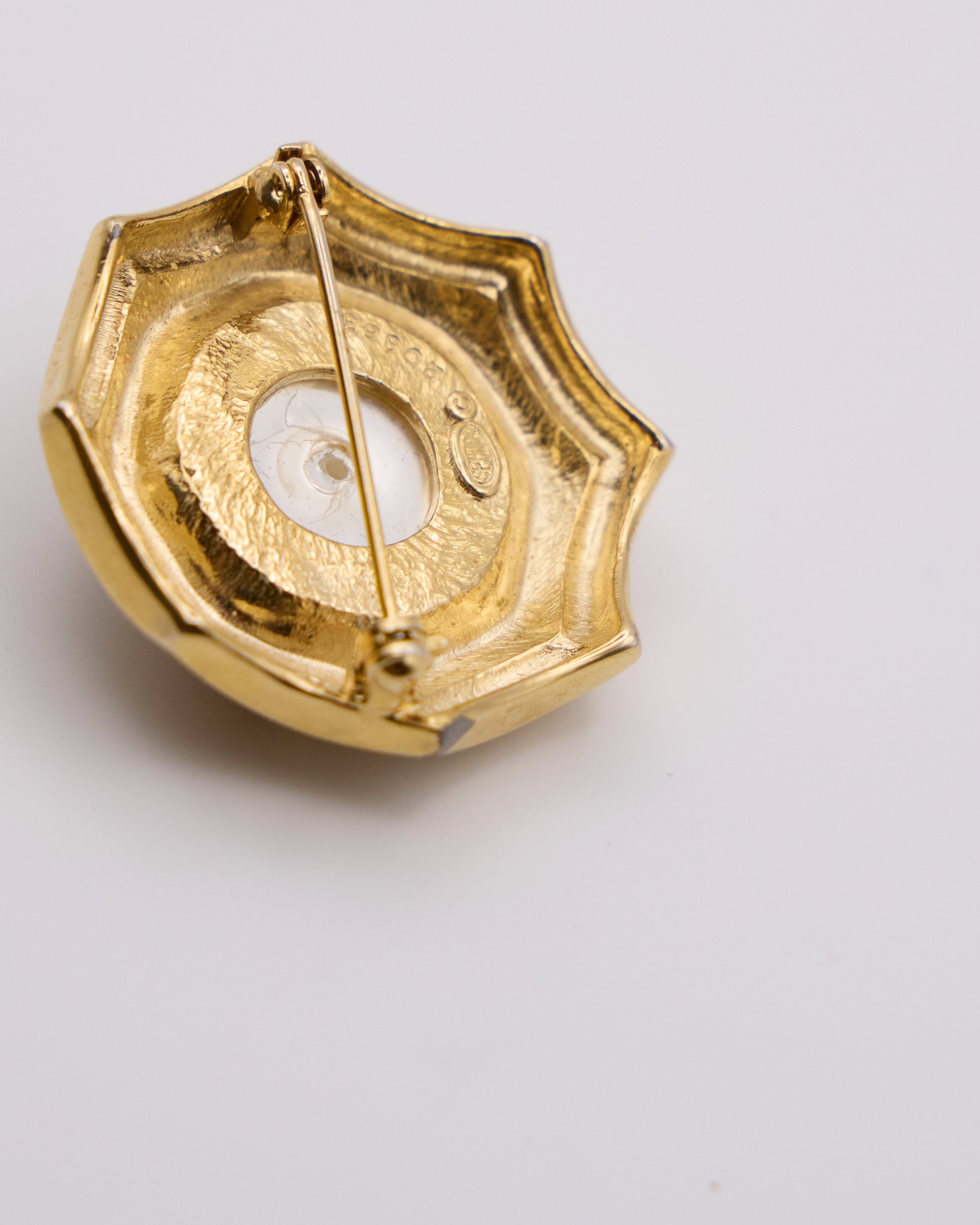 Spilla Vintage con Perla e Strass – Brooch Dorata Anni ’80