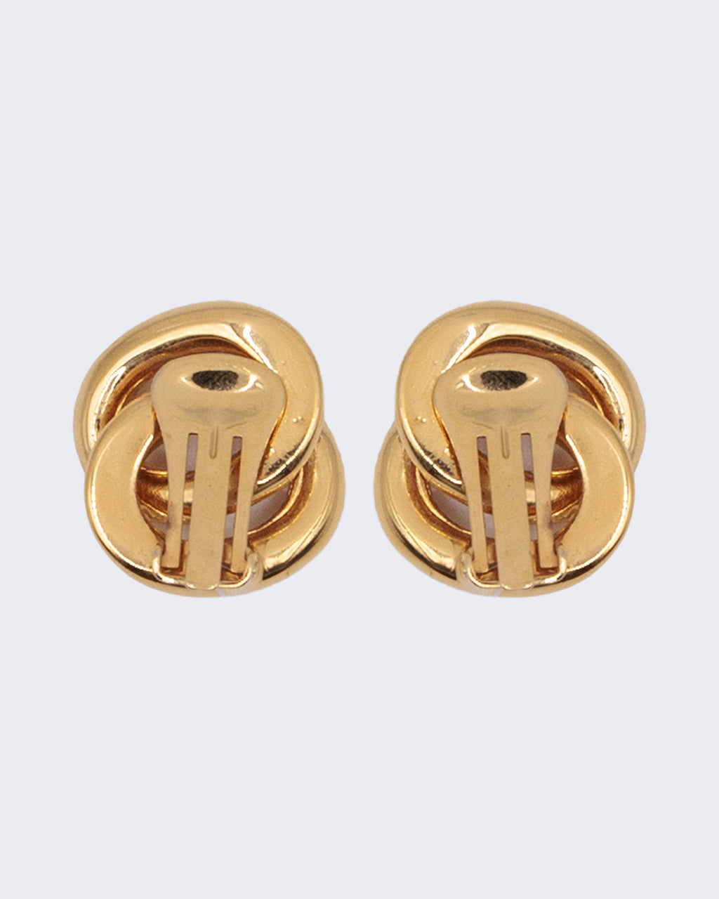 Orecchini vintage dorati a nodo intrecciato, clip anni ’80 stile designer
