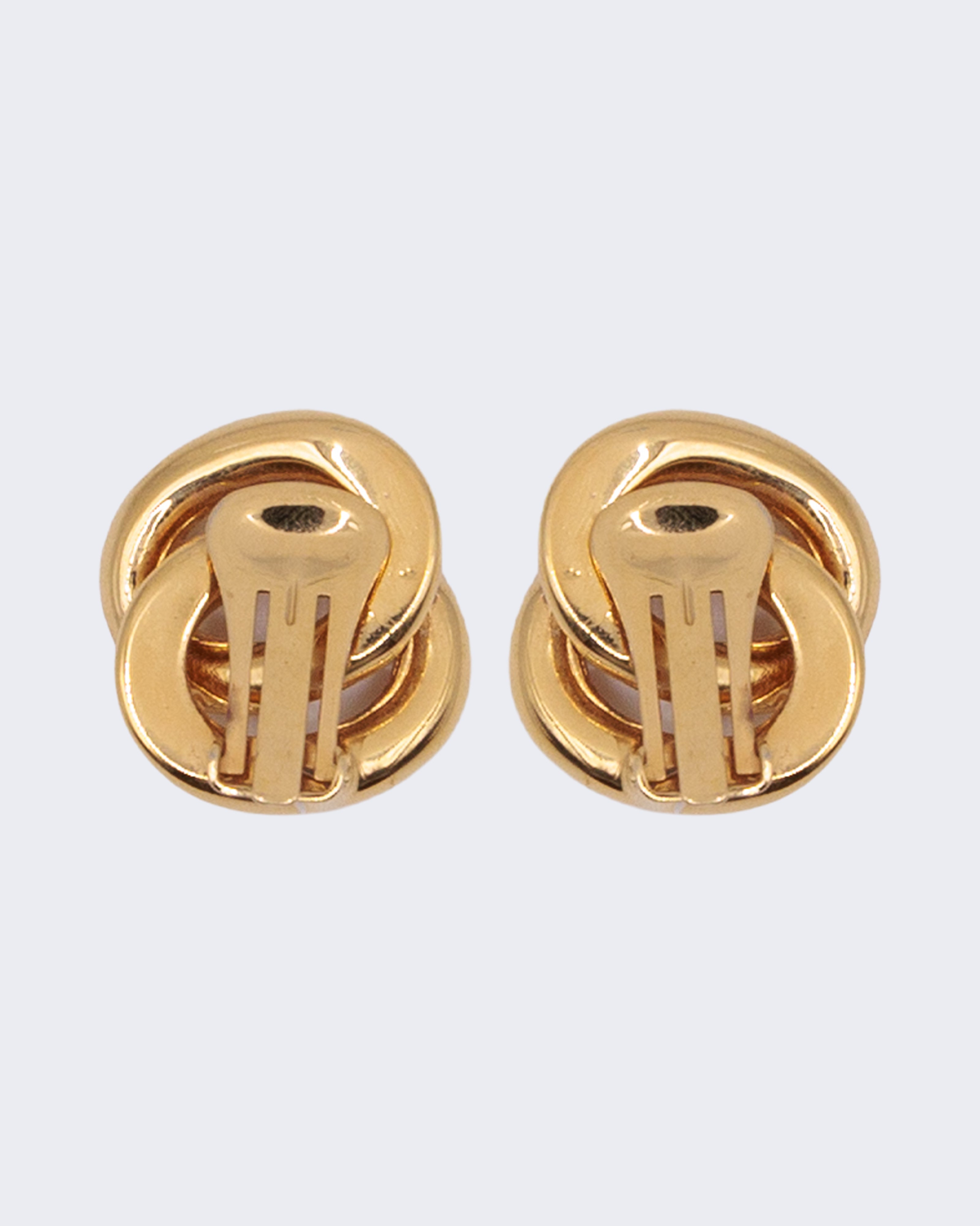 Orecchini vintage dorati a nodo intrecciato, clip anni ’80 stile designer