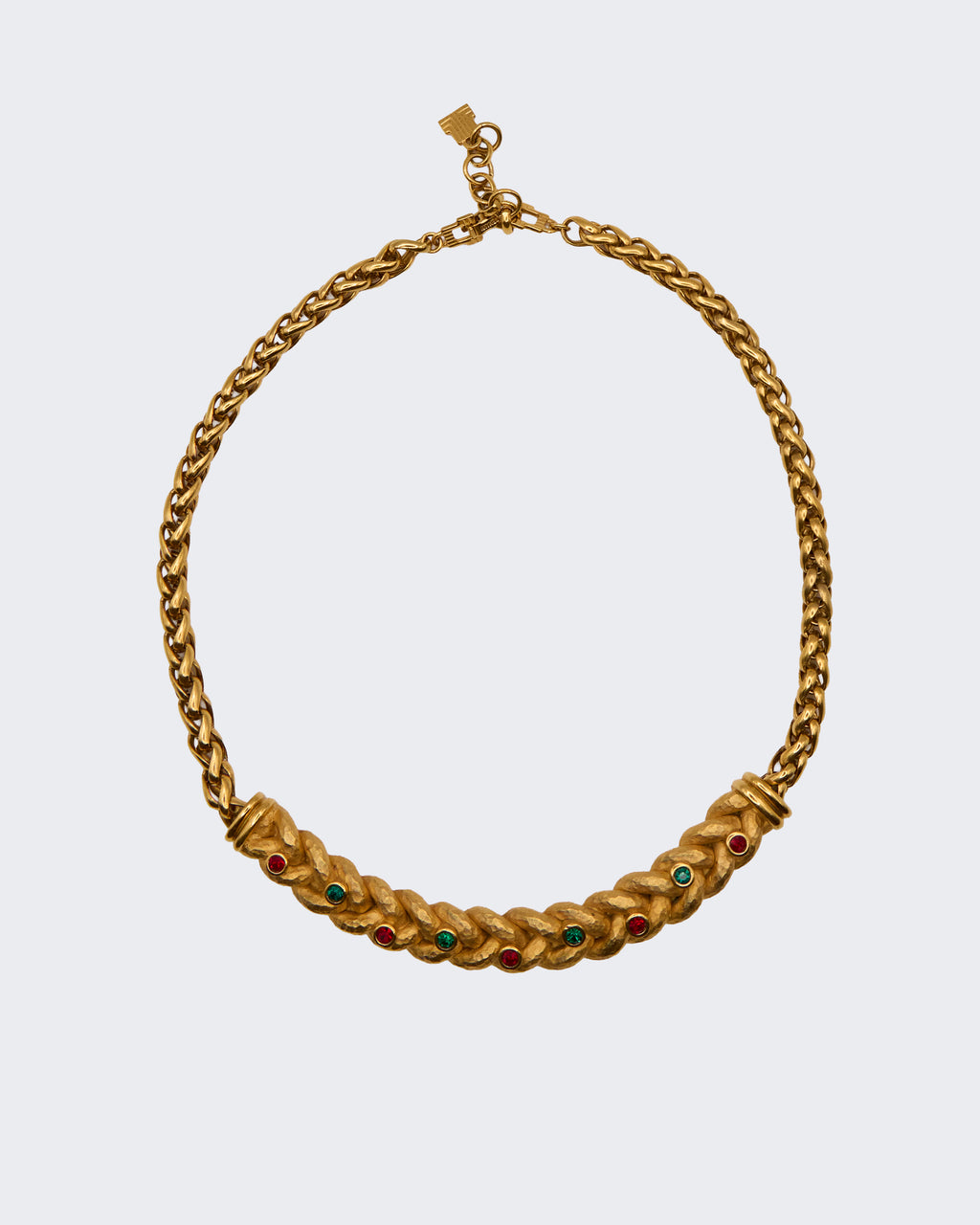 Collier vintage Lanvin en métal doré orné de zirconiums colorés – Bijou d'exception