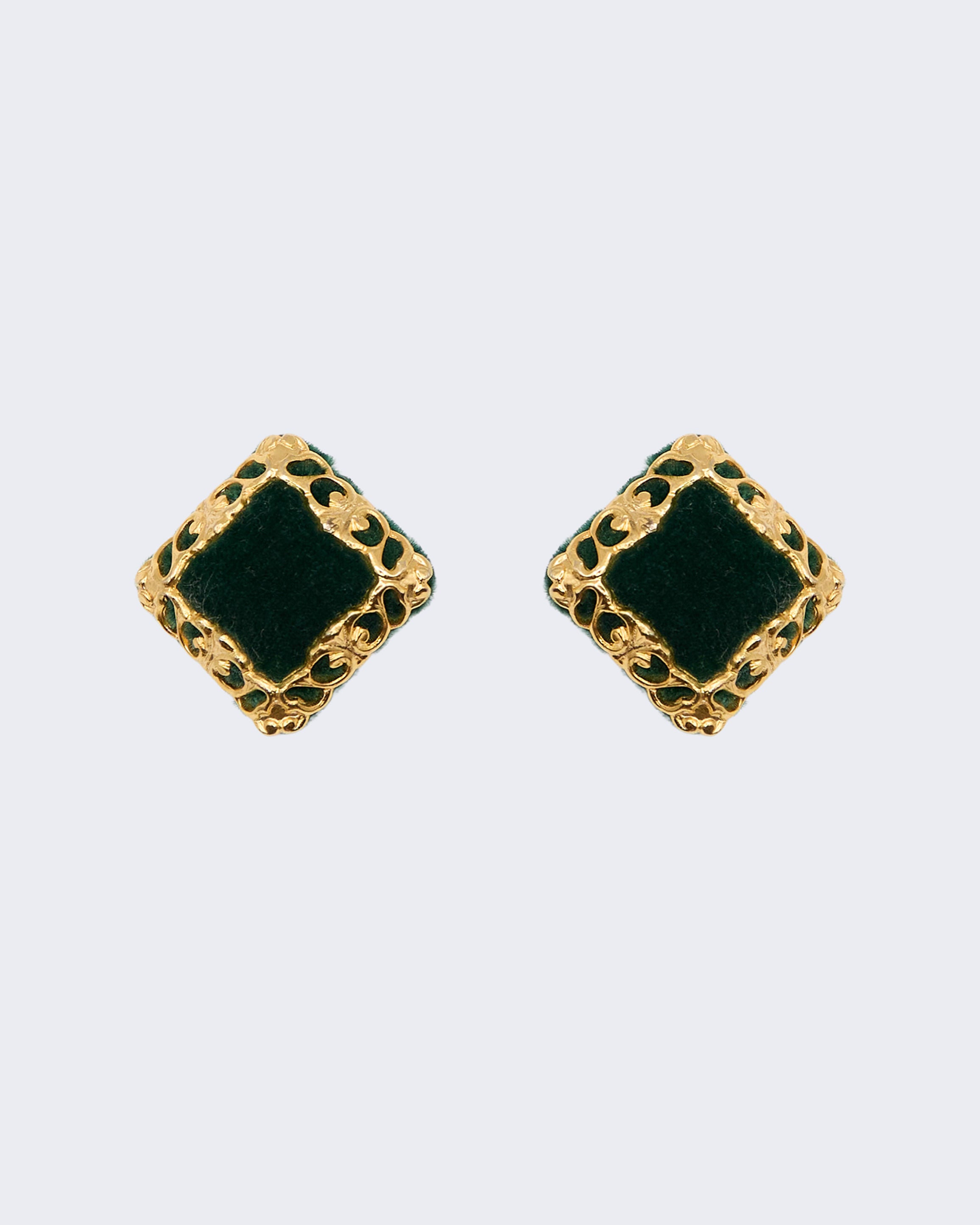 Boucles d'oreilles en velours vert