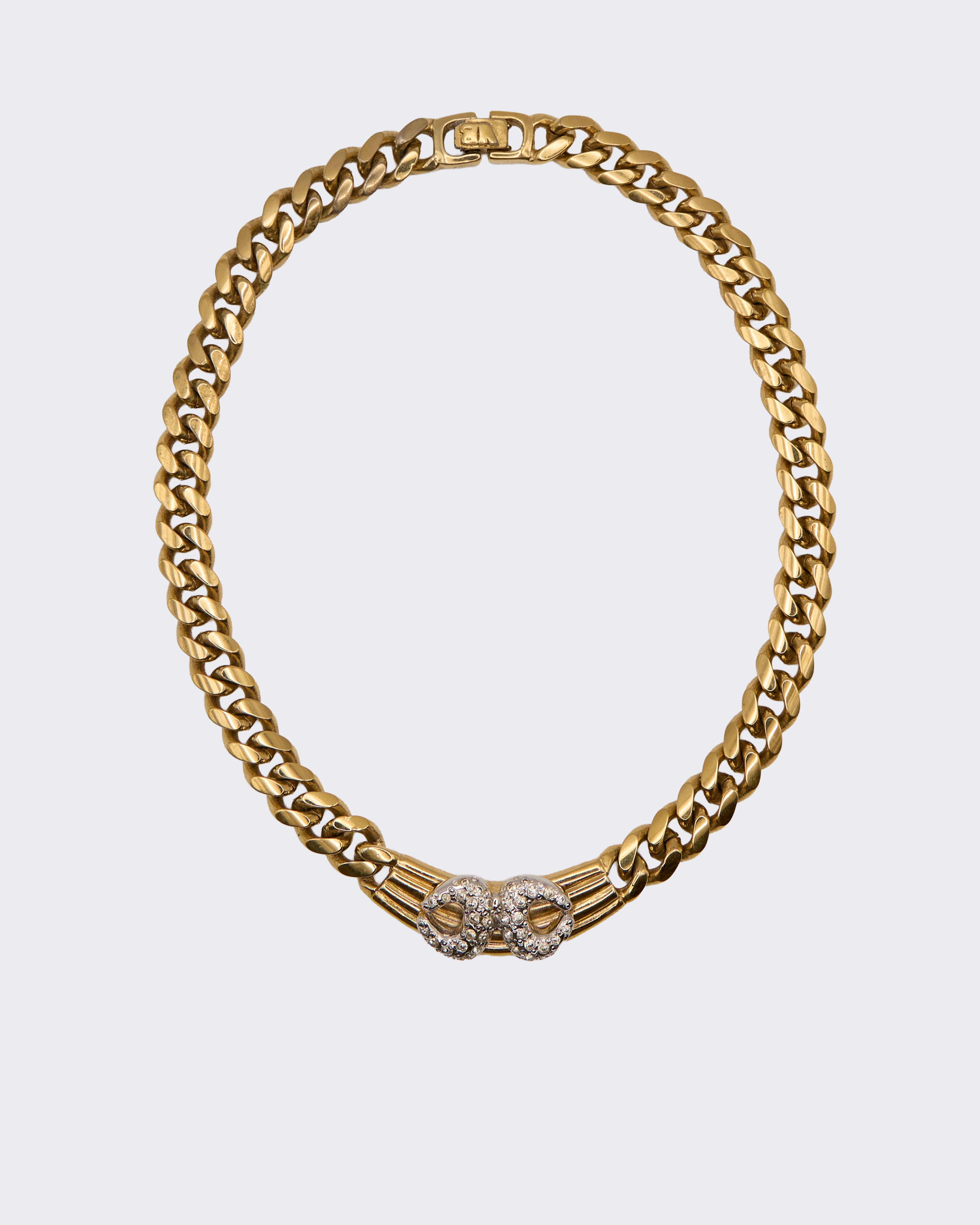 Collier ras-de-cou vintage Vogue Bijoux en métal plaqué or orné de strass Swarovski – Bijou iconique des années 1980