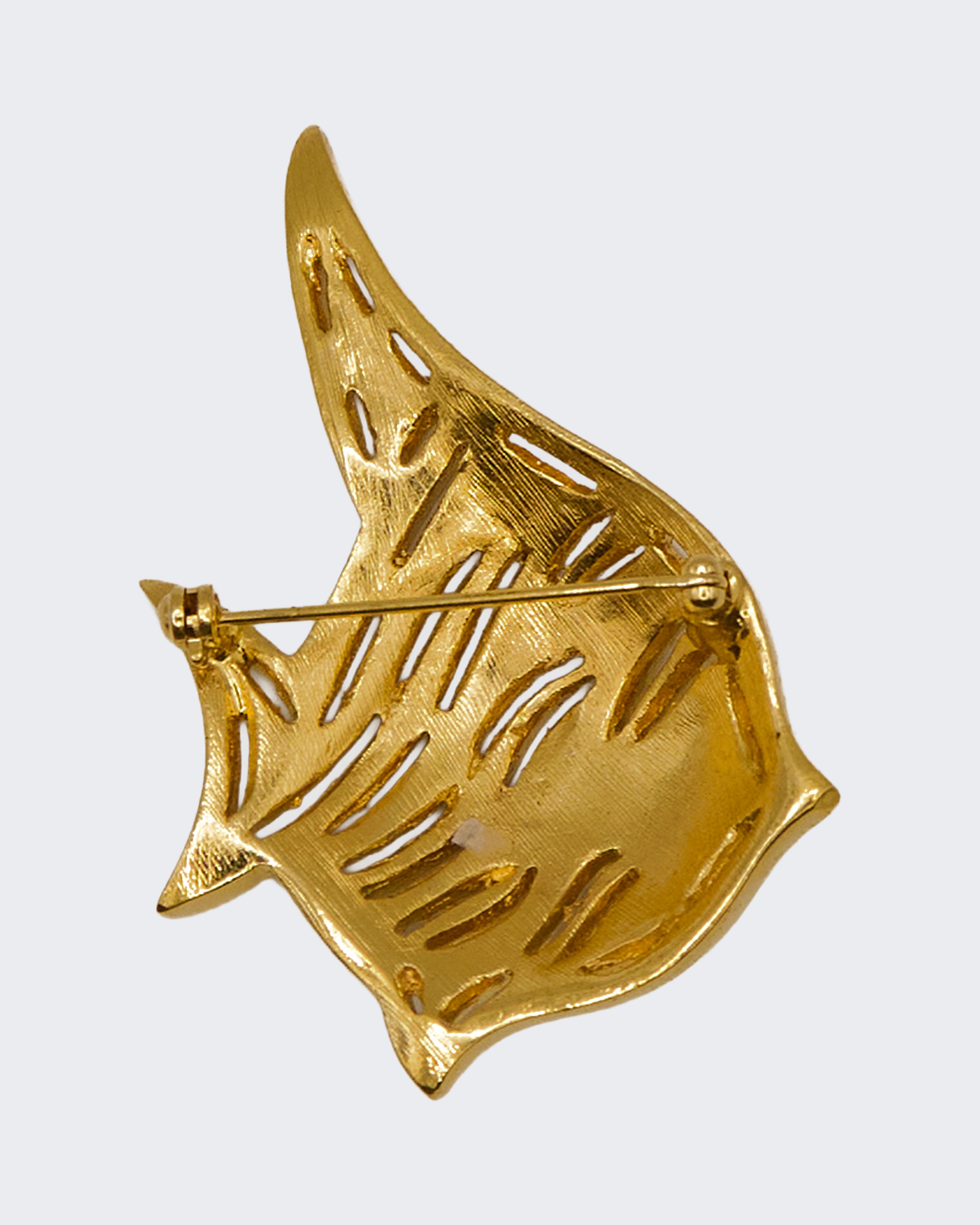 Spilla Vintage a Forma di Pesce Placcata Oro con Strass – Design Anni ’80/’90