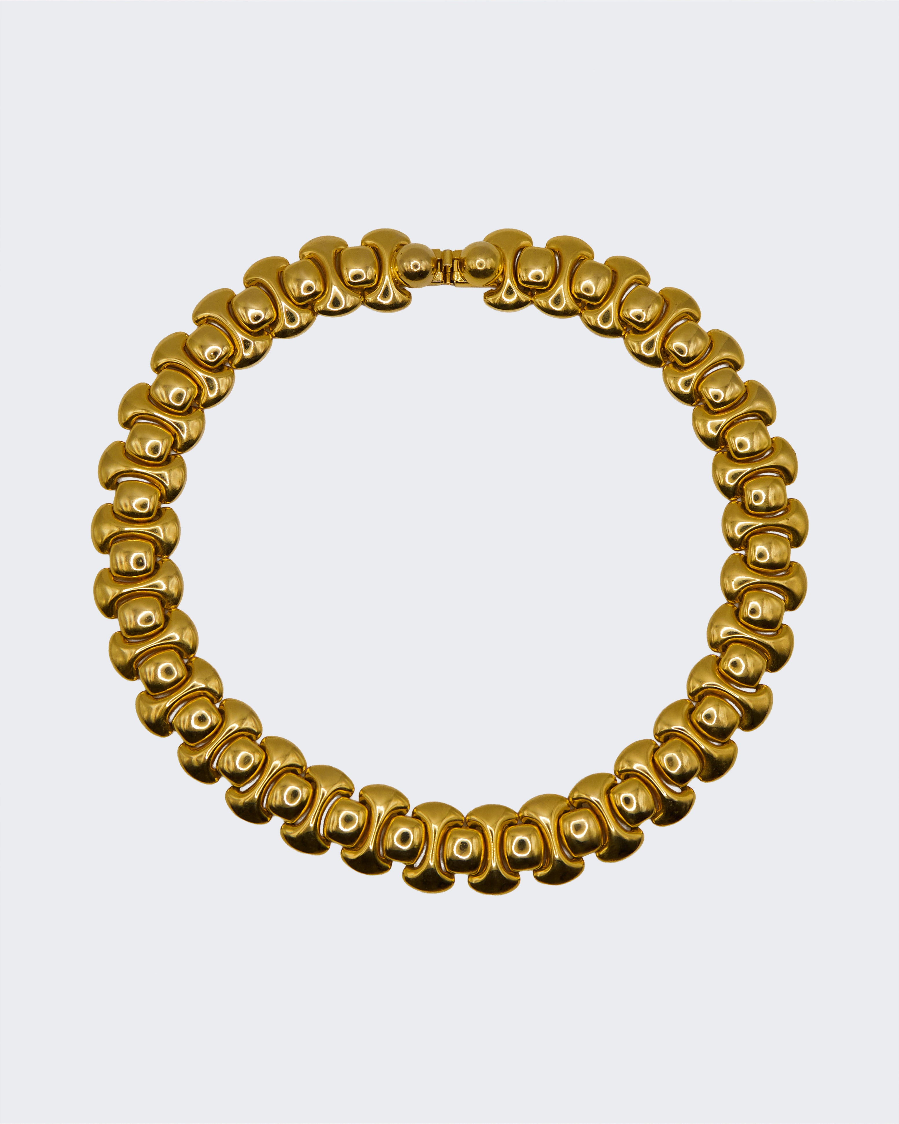 Collana Vintage in Oro con Maglie Bombate e Ondulate – Design Scultoreo Anni ’70-’80