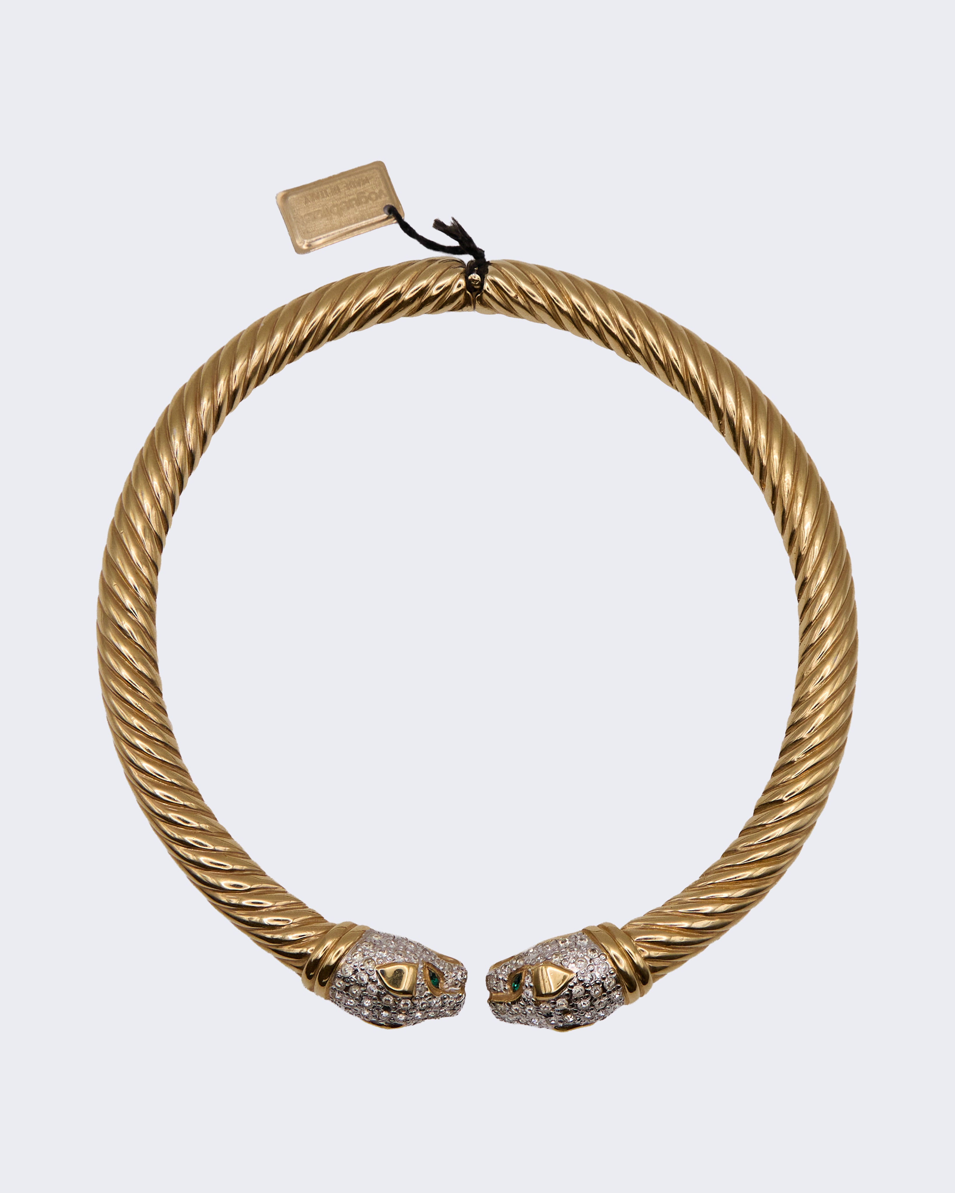 Collana Vintage firmata Vogue Bijoux Made in Italy con Teste di Pantera e Cristalli Pavé