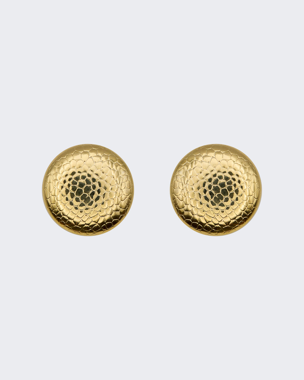 Orecchini vintage a bottone in metallo placcato oro con motivo inciso – Design retrò