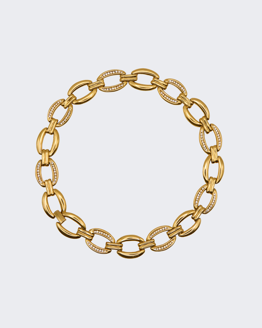 Collier Cascio Vintage à maillons ovales orné de cristaux – Finition satinée