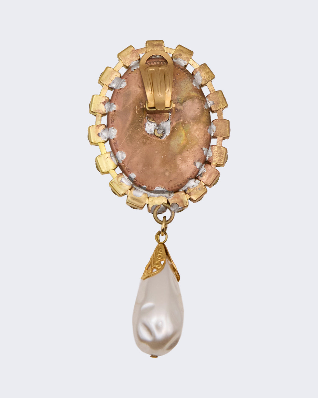 Orecchini Vintage Cameo Angeli e Perle Pendenti – Clip Strass Stile Barocco